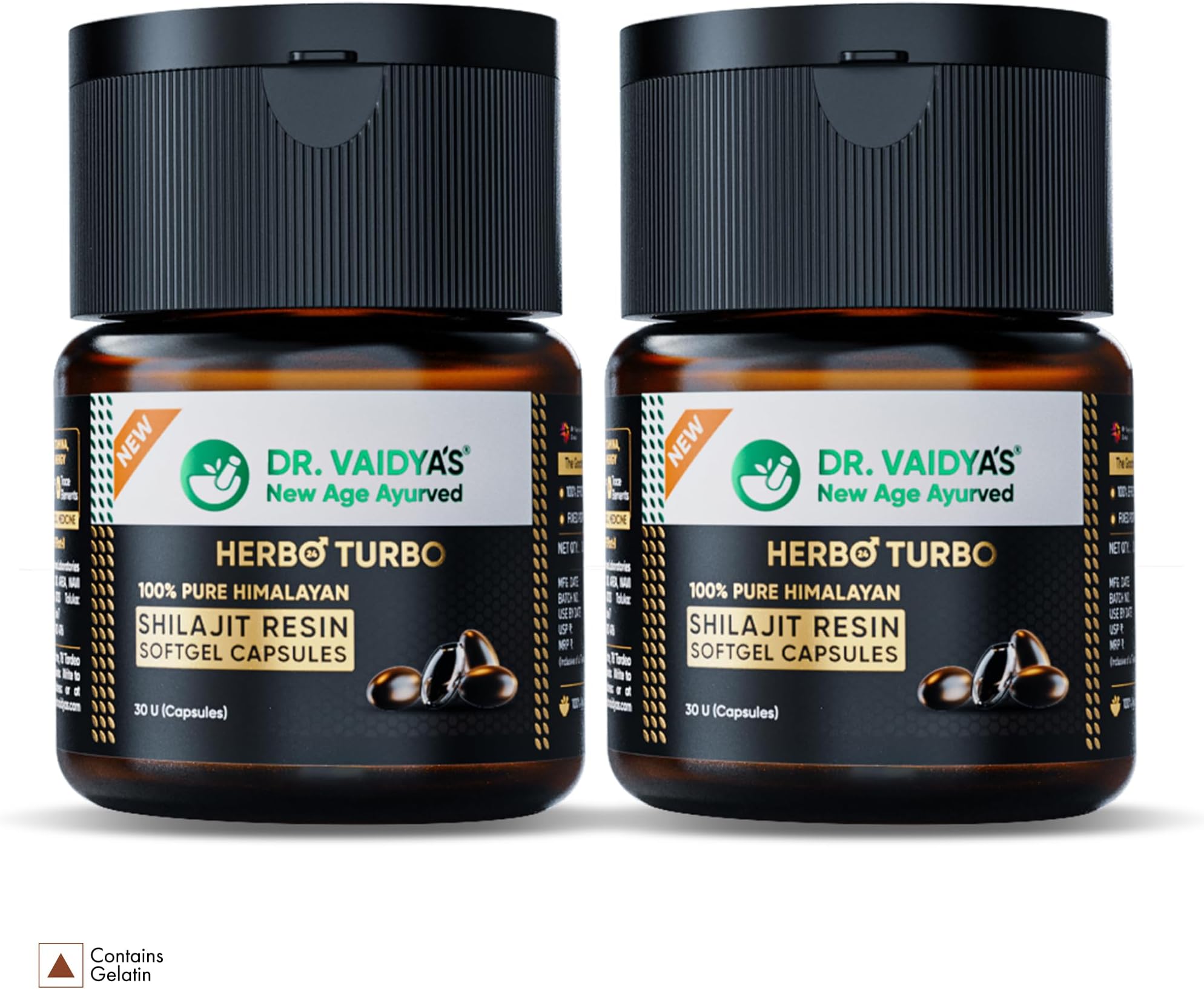 DR. VAIDYA'S new age ayurveda Herbo24Turbo Shilajit Resin | 100% Pure Himalayan | >75% Fulvic Acid & 80+ Trace Elements | Boosts Stamina & Endurance Pack of 2-20g
