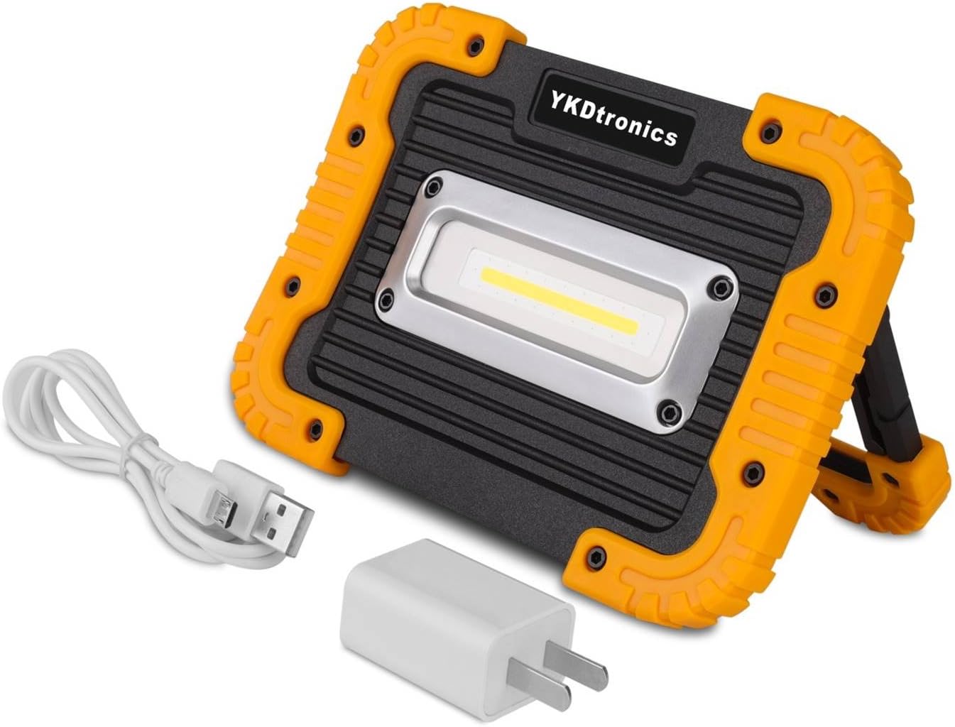 Rechargeable LED Work Light Outdoor Camping Light, YKDtronics Portable Worklight with Built-In Rechargeable Battery Power Bank, With Dimmable Brightness and SOS Mode (red&blue flash emergency light)