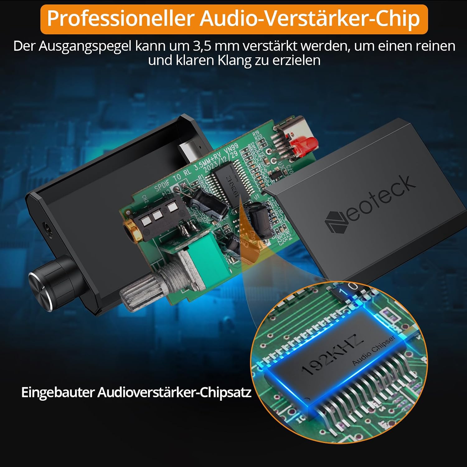 DA Wandler 192kHz Digital Analog Wandler mit Lautstärkeregelung 3,5mm Optisch