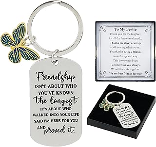 Heartfelt Friendship Keychain Gift for Best Friend – Stainless Steel Keyring with Dragonfly Charm & Meaningful Quote - Cute Keyring for Bestie Birthday, Going Away, Long Distance Thank You