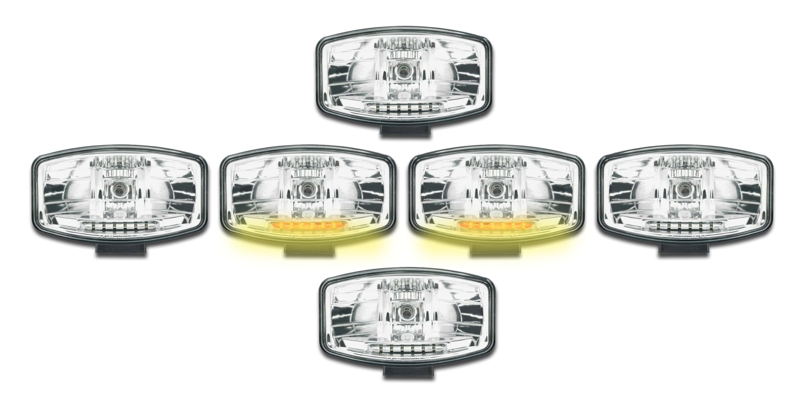 Ardillion 24V 6 x COMBO 2 FUNCTION FRONT HALOGEN BULB LAMPS + 6 LED AMBER POSITION LIGHTS FOR TRUCK LORRY TACTOR WAGON BUS FOR BULL-BAR, ROOF RAIL, GRILL, BUMPER