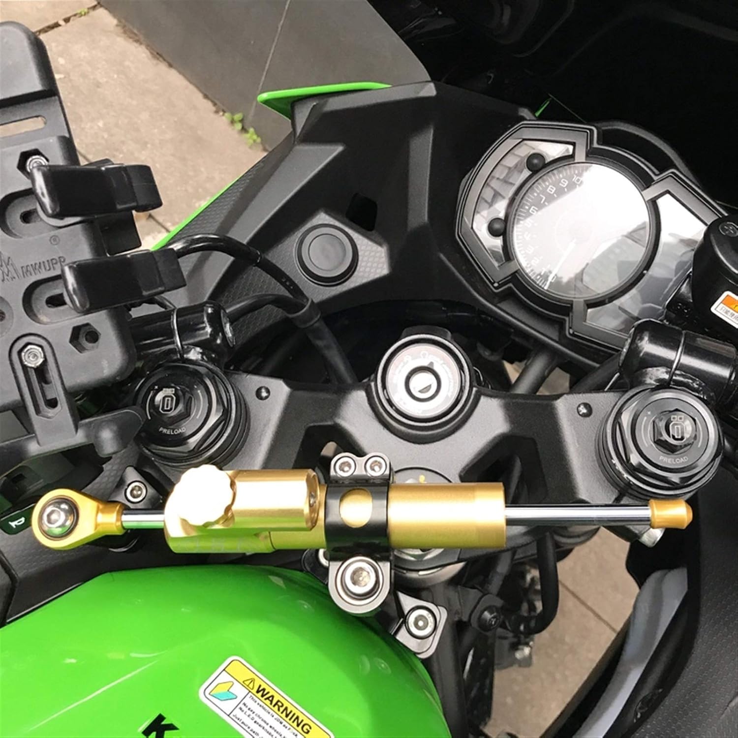 CNC Motorcycle adjustable steering shock absorber stabilizer+bracket black green(Yellow)