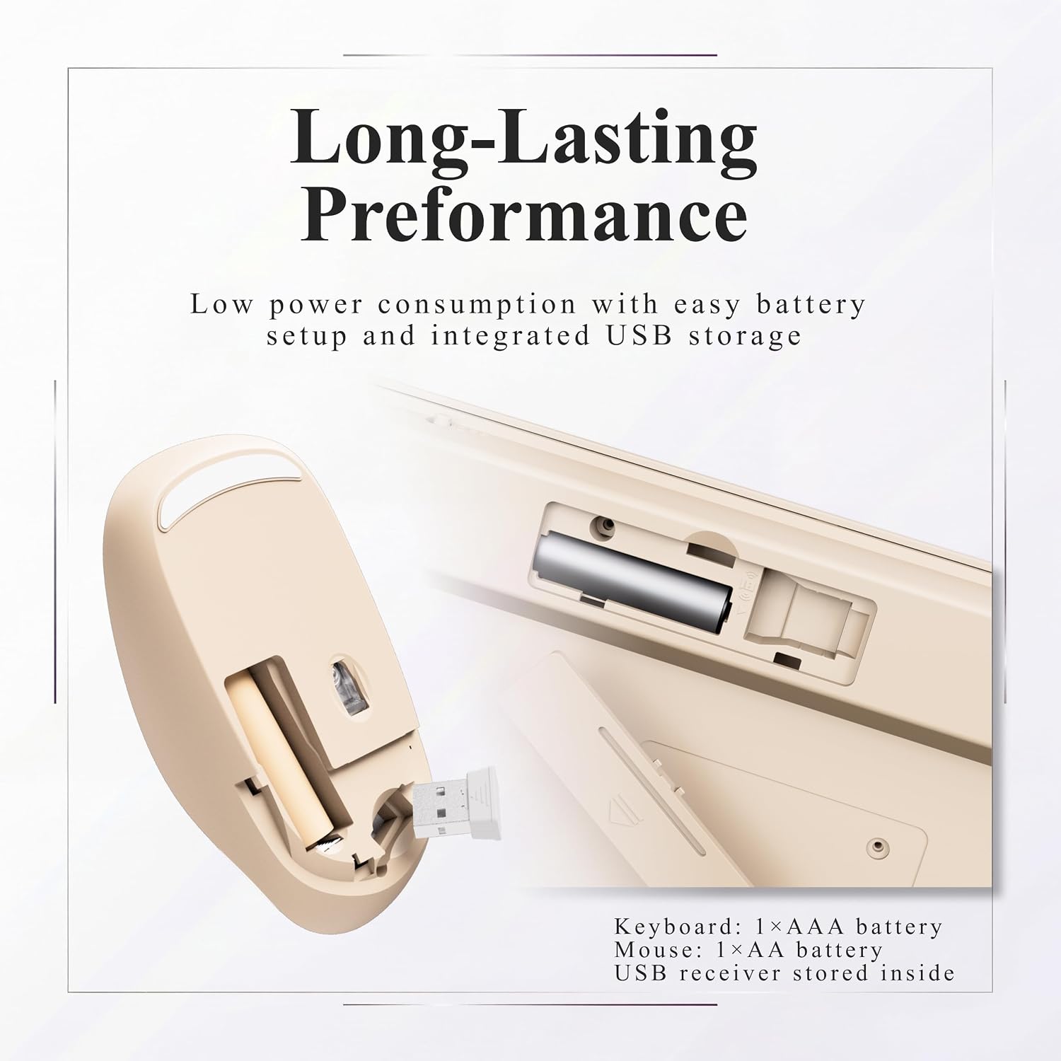 UBOTIE Wireless Keyboard and Mouse Combo - Retro Round Keycaps Silent Typing - 2.4G Aesthetic Computer Keyboard with Number Pad for Laptop, Mac, Windows ((Milk Tea)