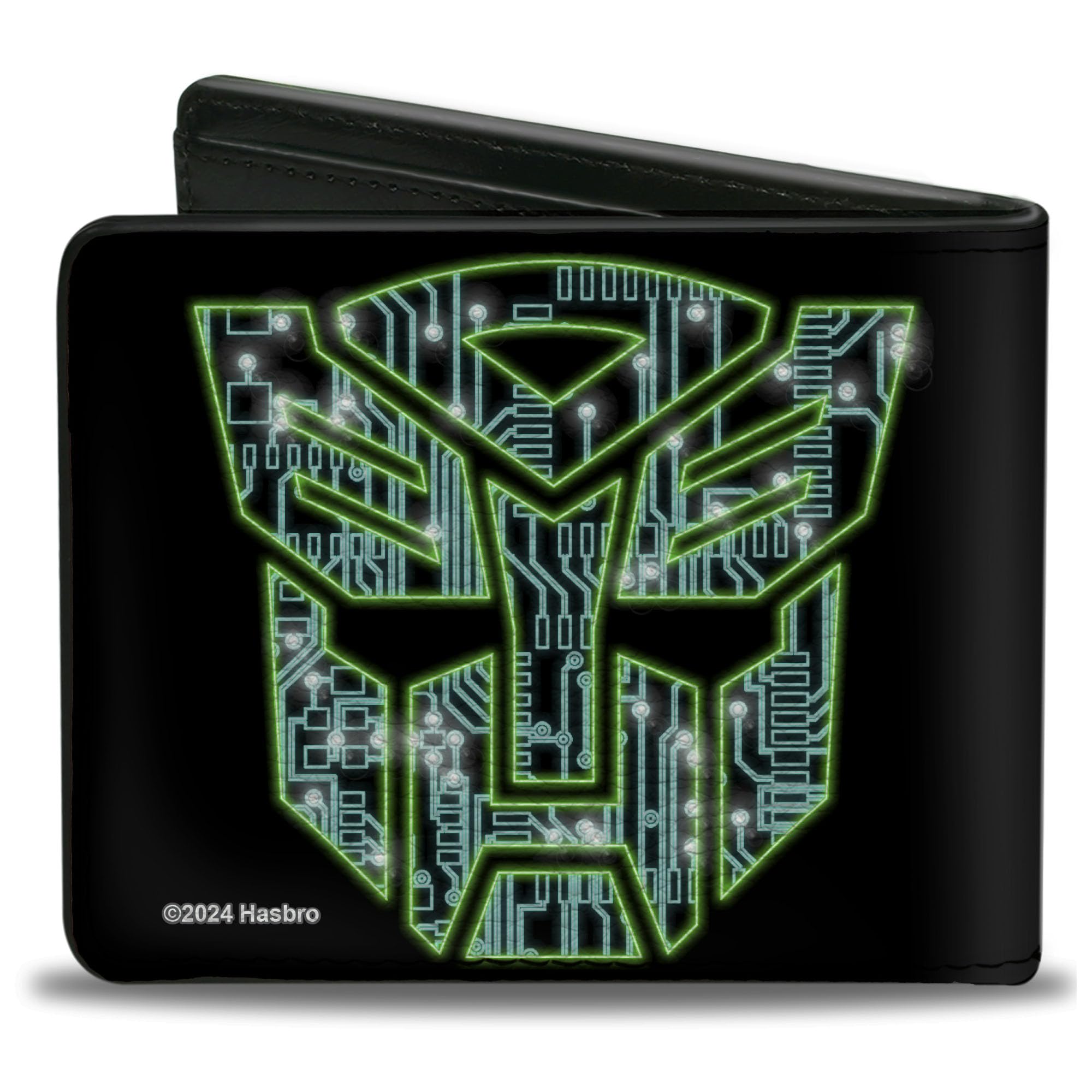 Hasbro Wallet, Bifold, Transformers Grimlock Pose and Autobot Circuit Logo Black, Vegan Leather