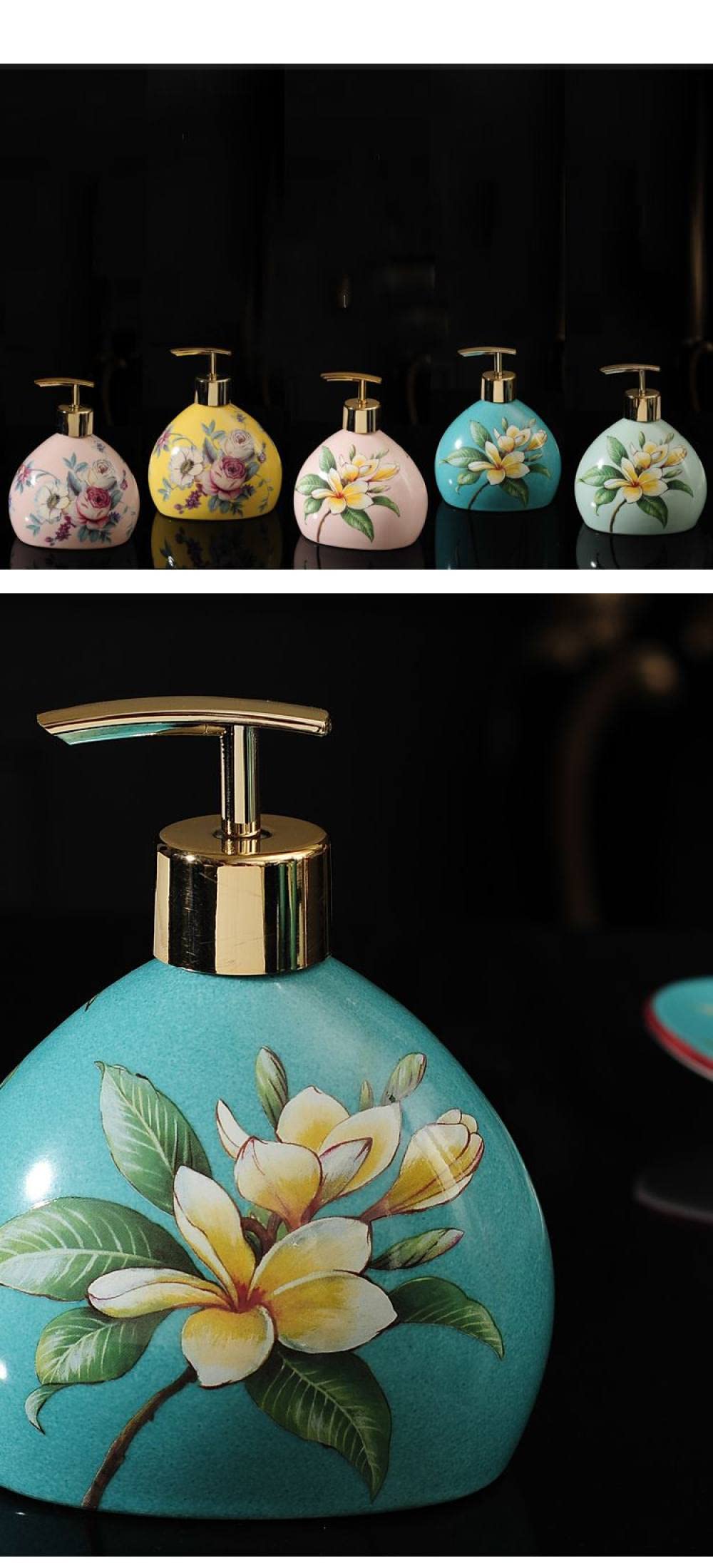 Seifenspender, Seifenspender, Handseifenspender, EIS Retro Blumen Schmetterling Lotion Pumpe Nachfüllbare Flasche for Küche Bad, Antikes Design Dekorativer Handseifenspender,