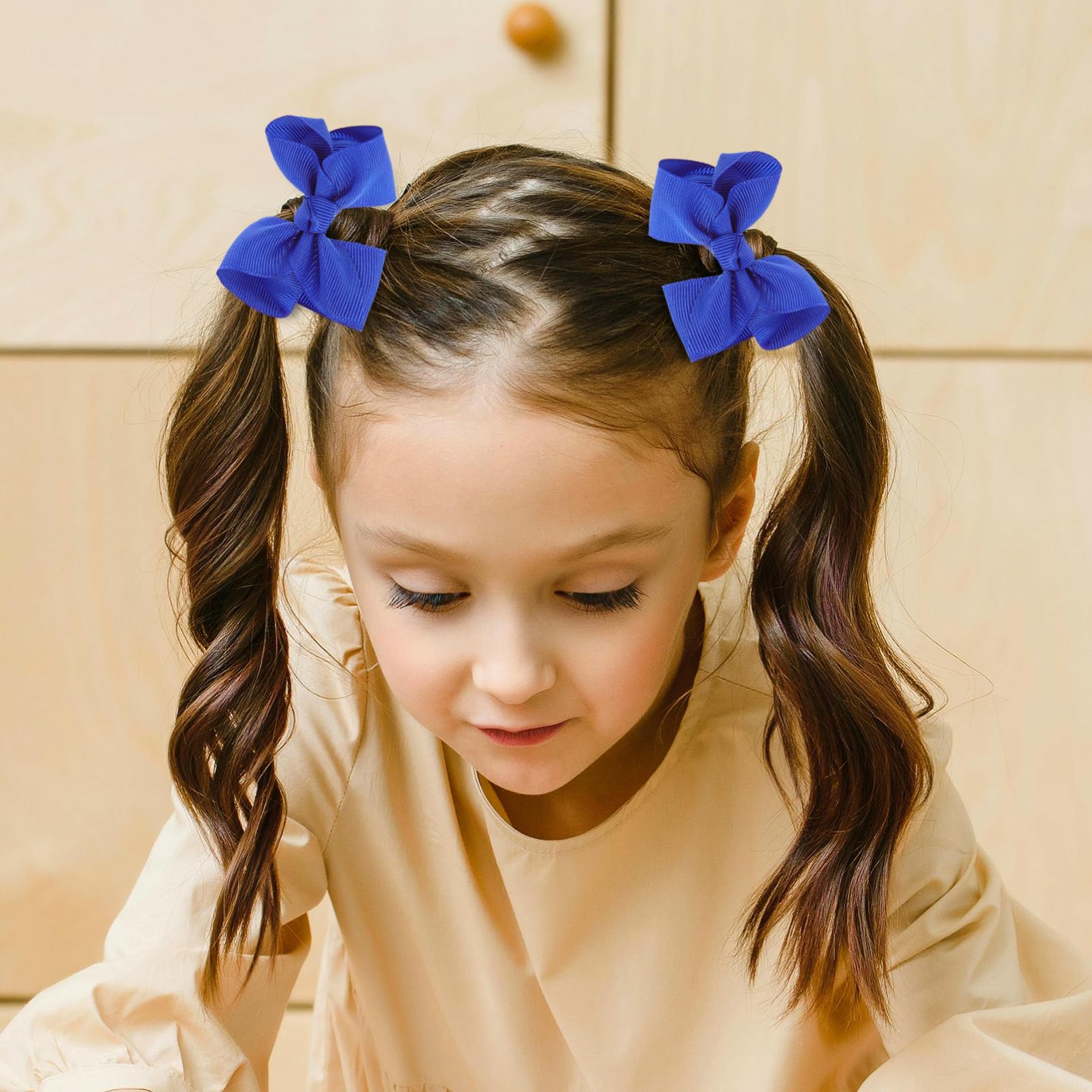 Abaodam 12 Pcs Ribbon Bow Hair Clips for Baby Fine Hair Navy Blue Small Ribbon Head Accessories for Girls School Uniform Grosgrain Alligator Clips for Toddlers and Kids Birthday Present - Image 2