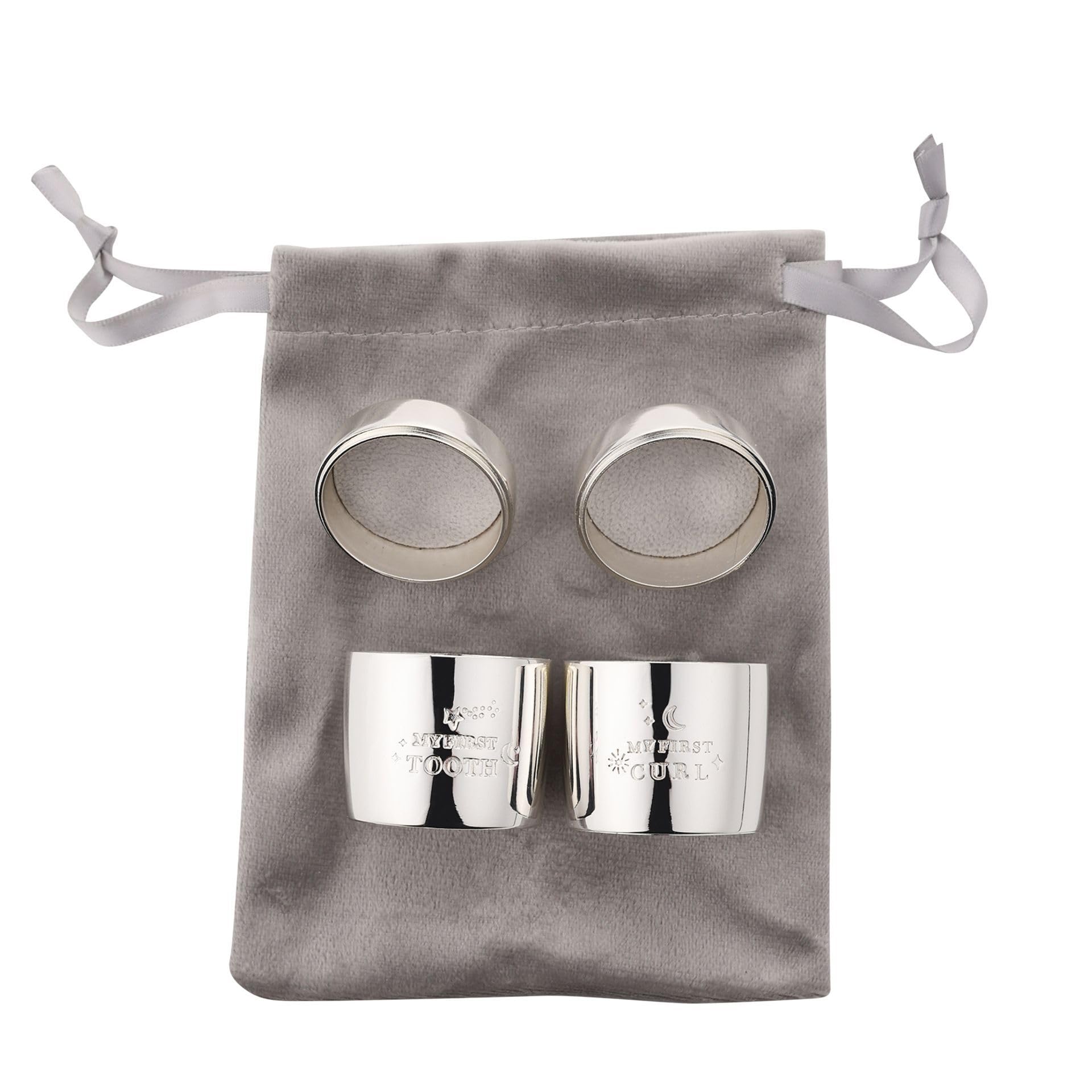 Widdop Bambino Silver Plated Barrel Shaped Tooth and Curl Keepsake Boxes with Beautiful Gift Box and Pouch - Image 4