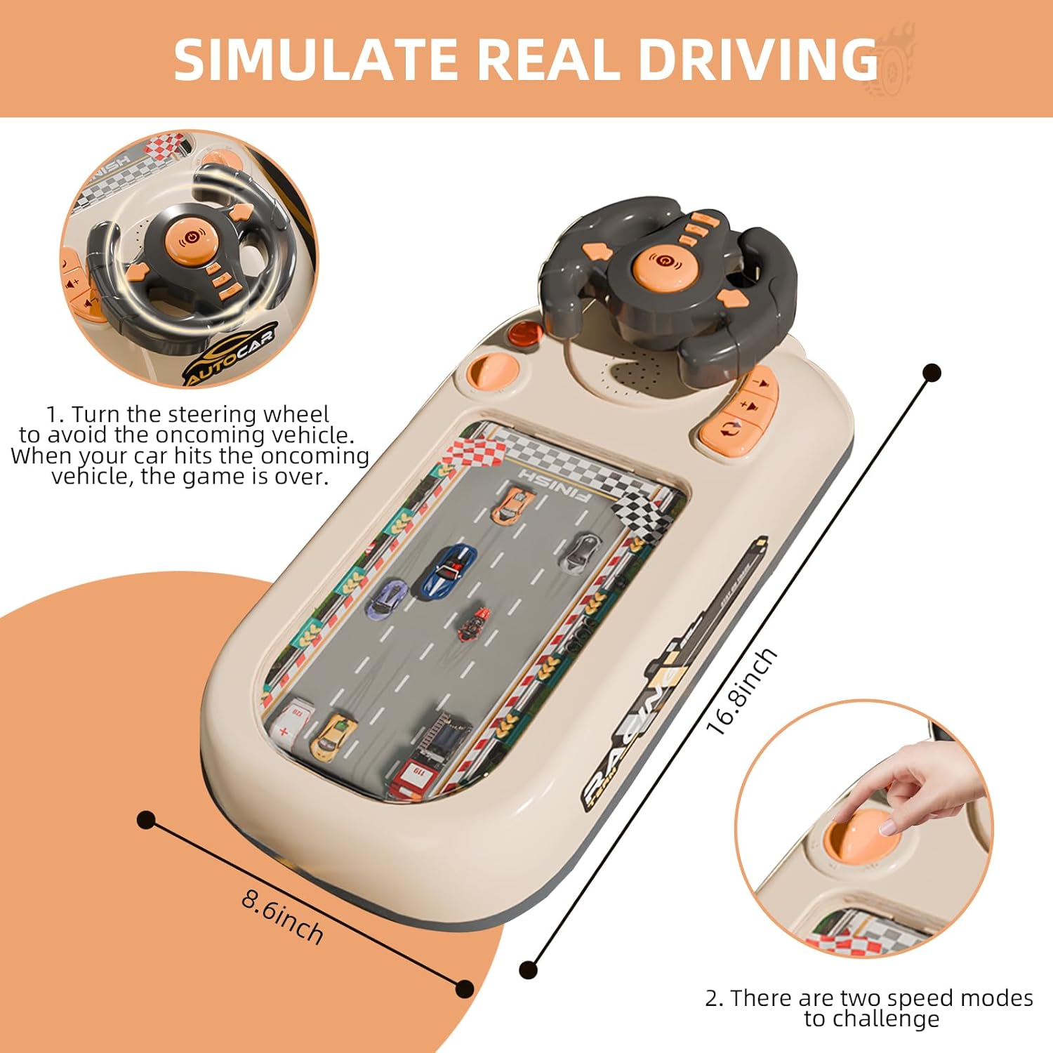 Musical Steering Wheel Racing Car Toy,Racing Adventure Car Steering Wheel for Kids, Toddler Driving Simulator with Lights & Sounds - Educational Race Car Game for Boys & Girls - Birthday Gift