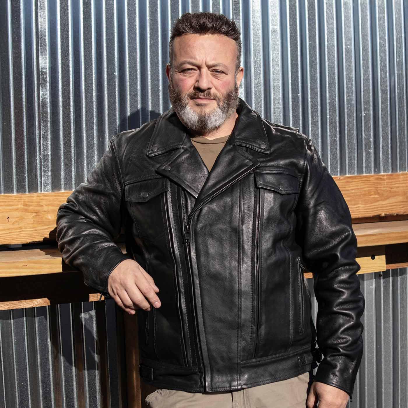 Milwaukee Leather ML1018 Mens Black Motorcycle Jacket with Utility Pockets — view 2