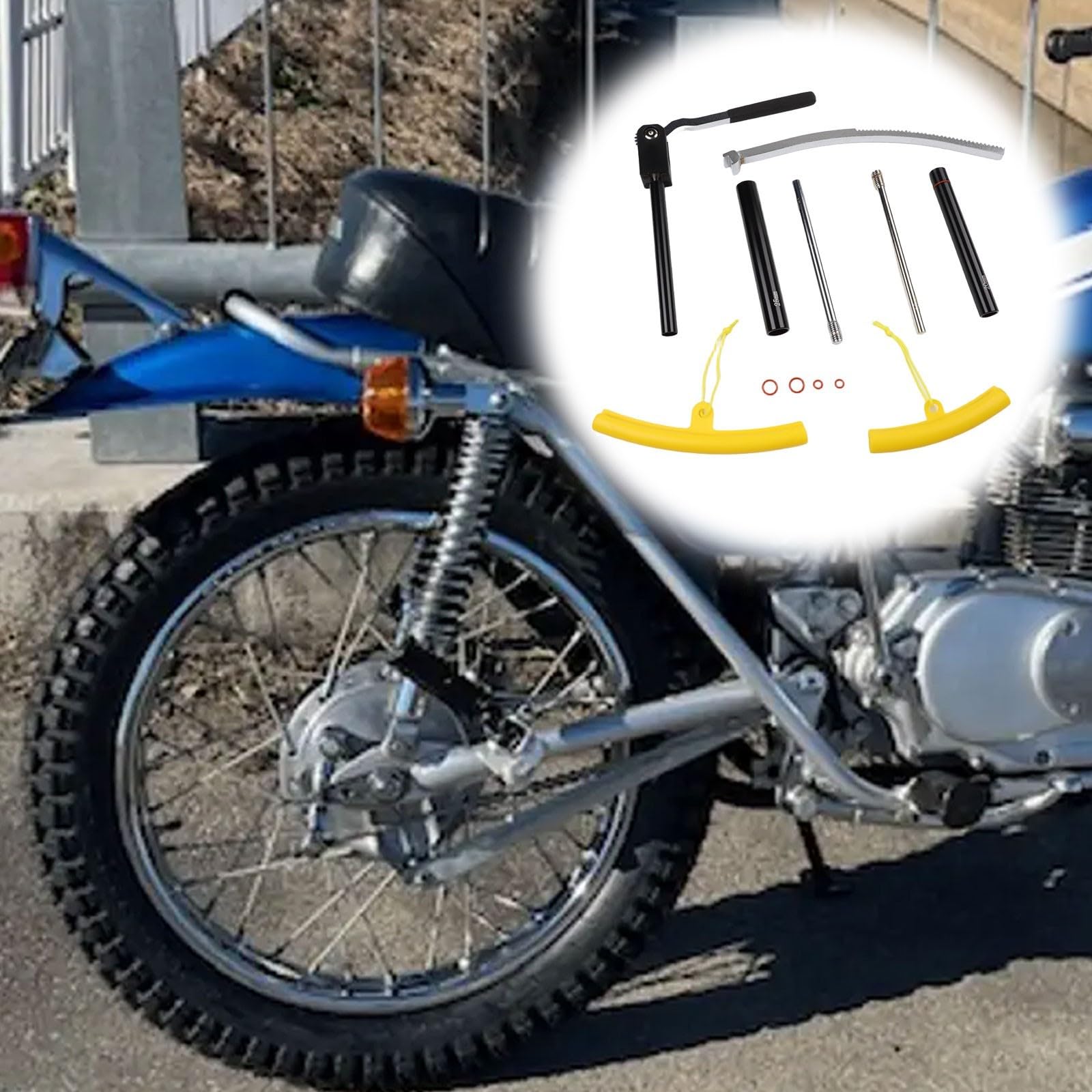 Für Enduro Dirt Bike Reifenwechsel-Werkzeug-Set für 16 bis 21 Zoll Räder mit drei Achsstangen und Hülsen aus hochfestem Stahl für schnelle und sichere Reifenmontage