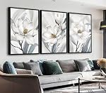 ASDCEUTICALS Framed Canvas Art mural - Floral Esthétique Decor mural Delicate Magnolia Peintures Fleurs blanches vibrantes Photos Artwork pour le salon Chambre à coucher Bureau Cuisine 40cm X 60cm X 3 Panneaux