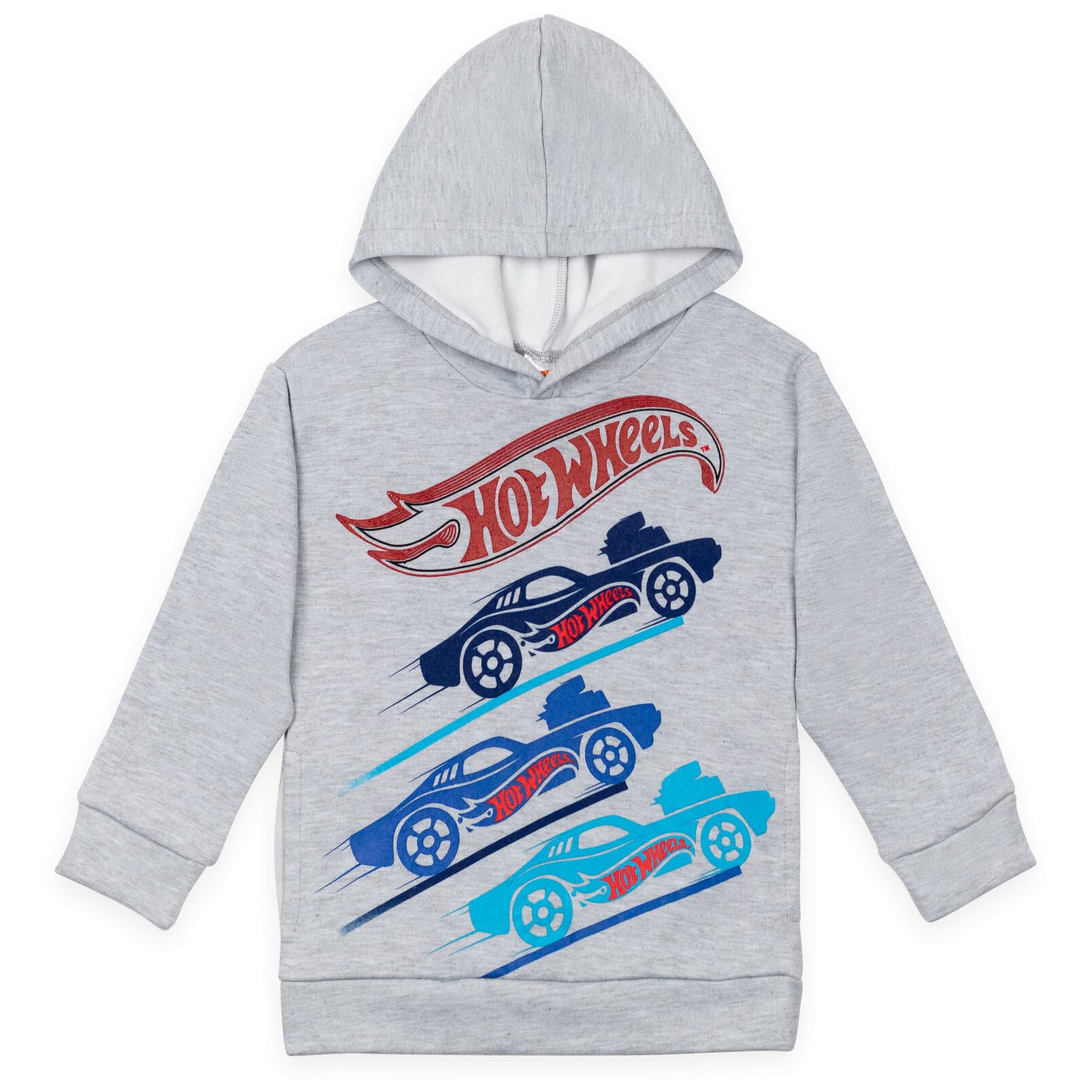 Hot Wheels Men's Heather Grey Toddler/Little/Big Boys Pullover Hoodie, Heather Gray, 3 Years
