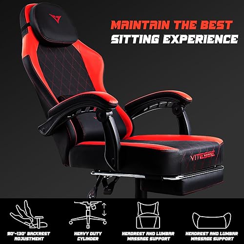 Miniatura 5 de Silla de computadora VIT para videojuegos con respaldo alto de PC, ergonómica silla de escritorio de oficina giratoria E-Sports silla de cuero con