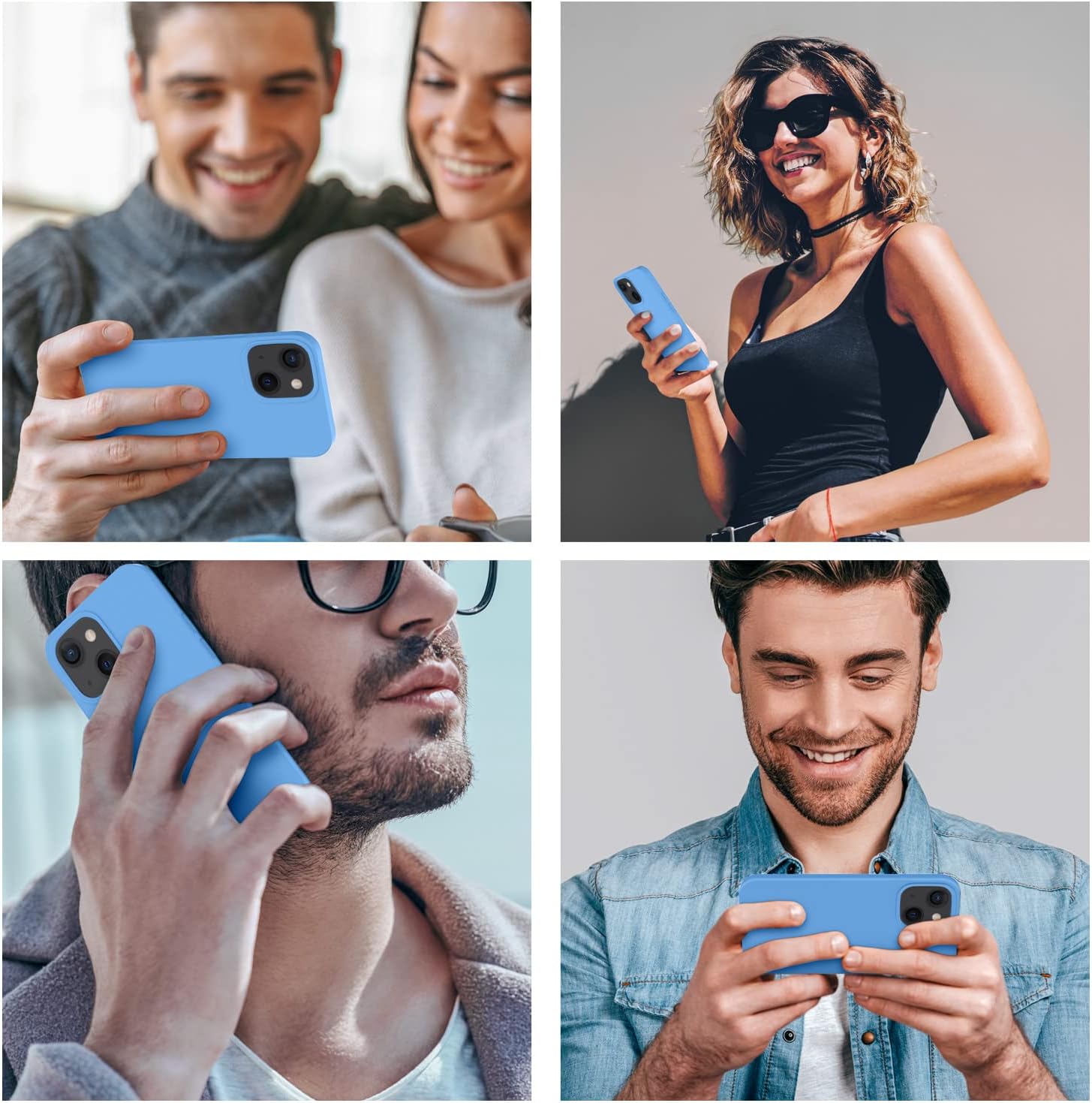 Cordking Designed for iPhone 13 Case/iPhone 14 Case, Blue | Silicone Ultra Slim Shockproof Protective Phone Case with [Soft Anti-Scratch Microfiber Lining], 6.1 inch