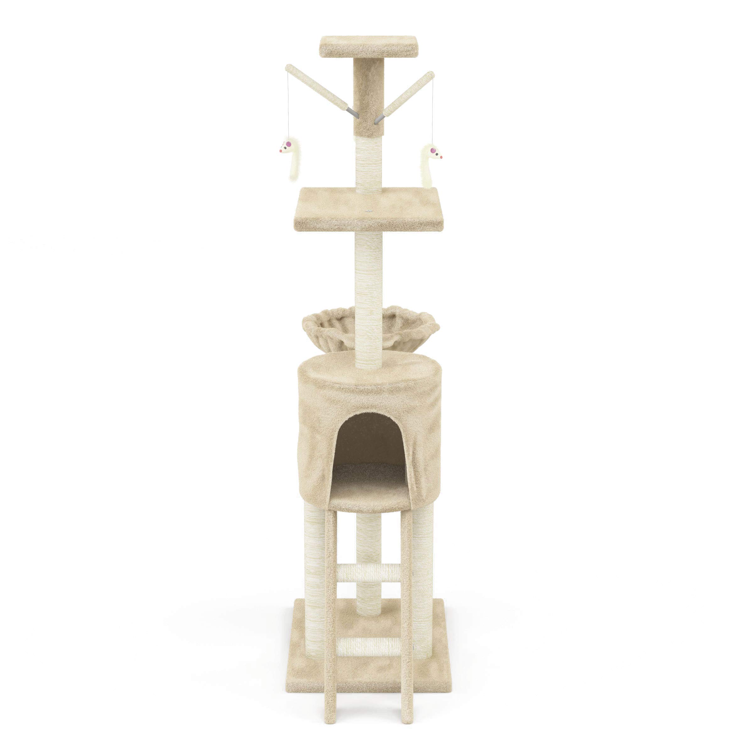 Beltom® Rascador Afilador Uñas para Gatos Árbol Escalador Mascota Rascarse Juego 140 cm - Beige