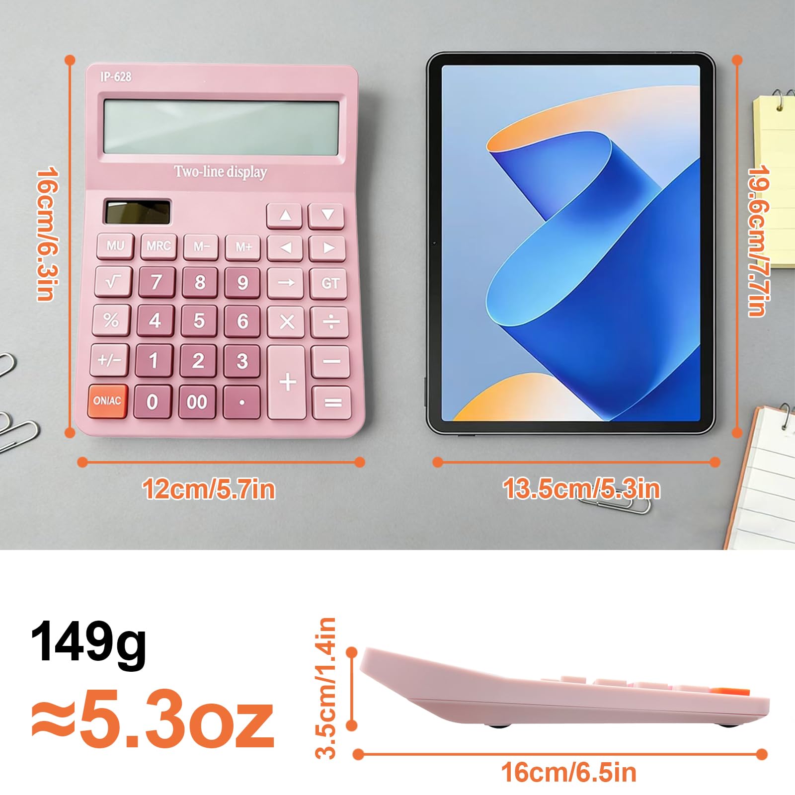 Calculadoras de escritorio, calculadora de escritorio con pantalla grande de 2 líneas, calculadora básica con botón grande, calculadora de 4 funciones para negocios, estudiantes, suministros de