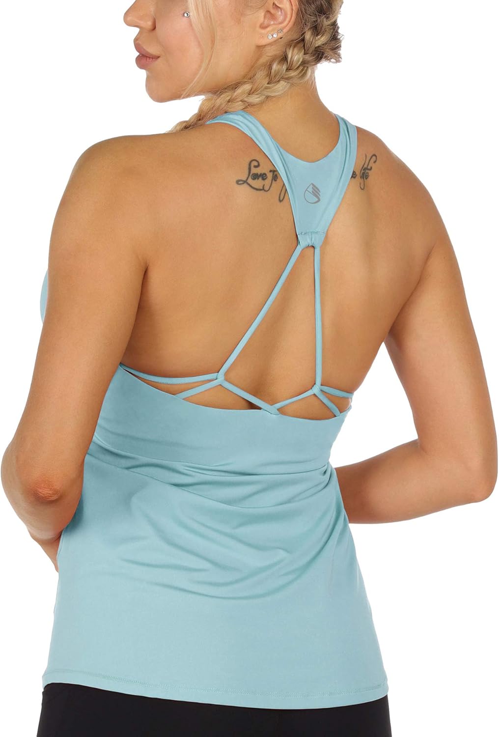 icyzone Women's Built in Bra Workout Tank Tops - Strappy Athletic Yoga Tops, Exercise Running Gym Shirts