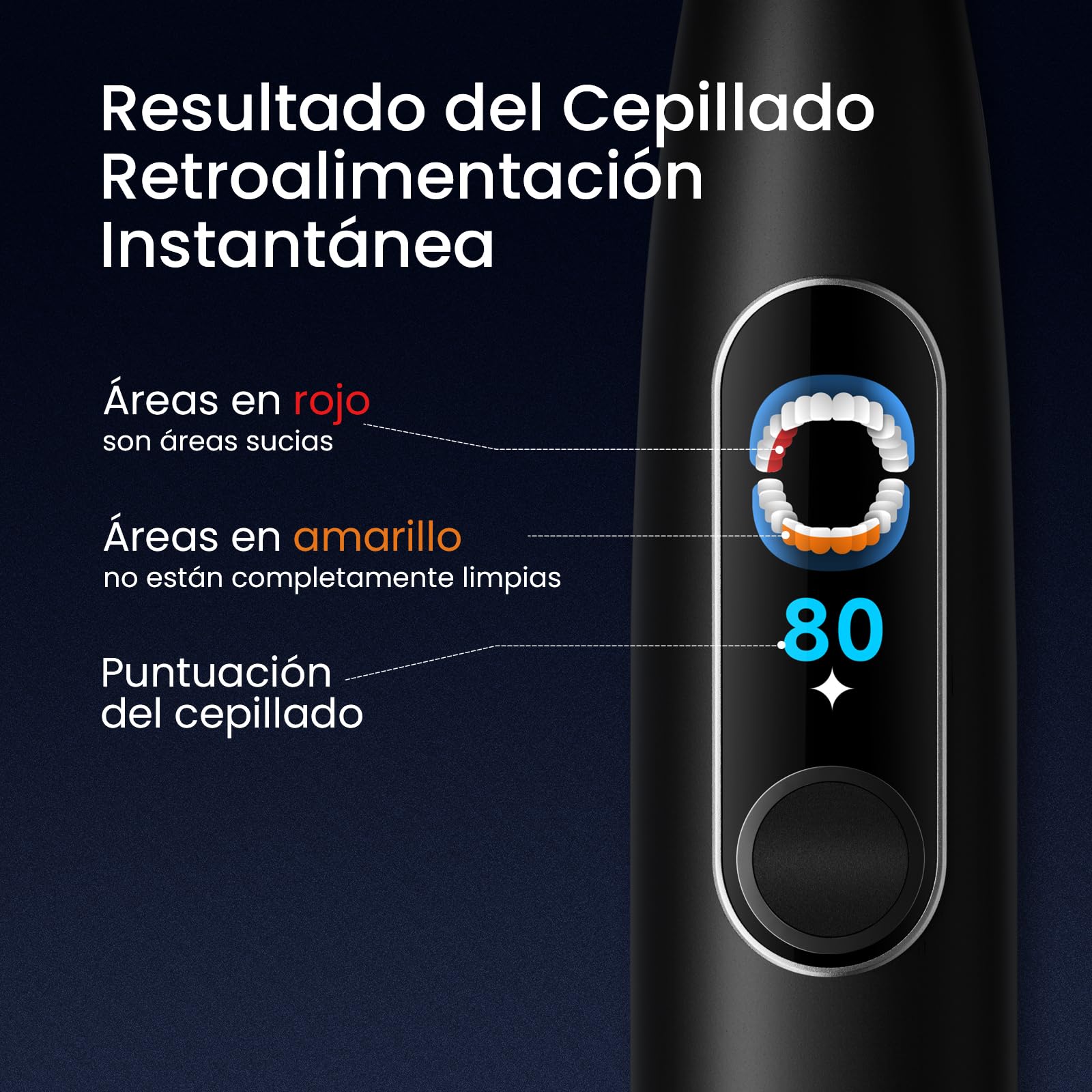 Cepillo eléctrico Oclean X Elite 10, AI cepillado personalizado，Pantalla táctil con seguimiento de 12 áreas, 40°de oscilación, 5 Modos, Temporizador, 40 Días, Pronóstico del tiempo, IPX7, Negro