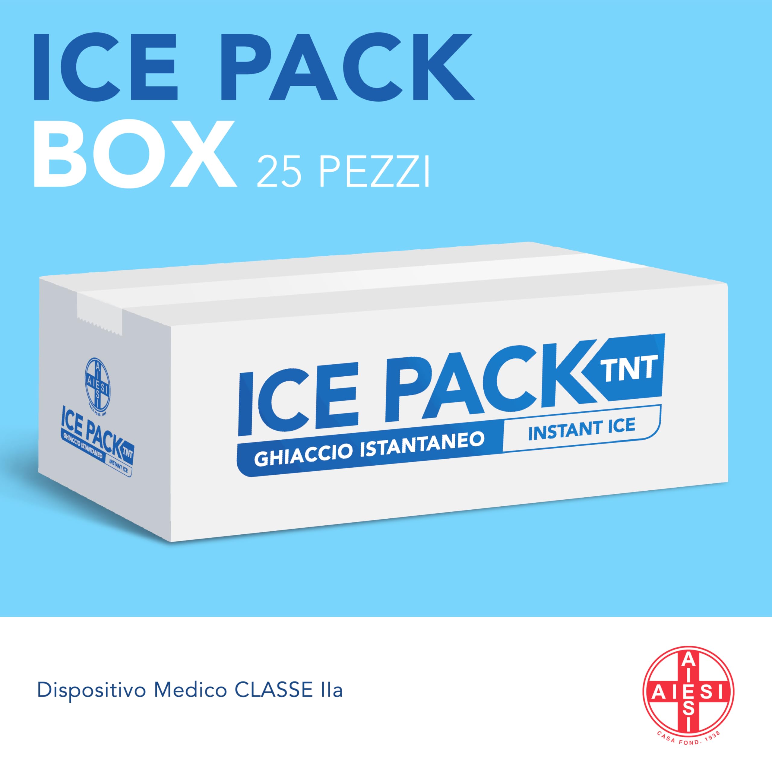 AIESI® Ghiaccio istantaneo monouso (25 pezzi) busta in tnt 14x18 cm ICE PACK TNT