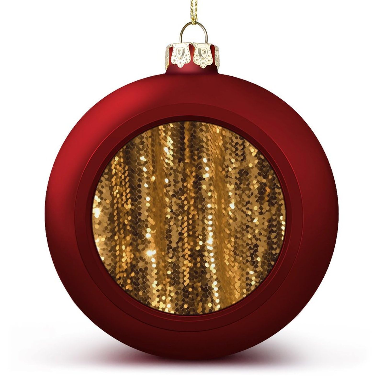 Boules de Noël à paillettes dorées imprimées pour décoration de fête suspendue