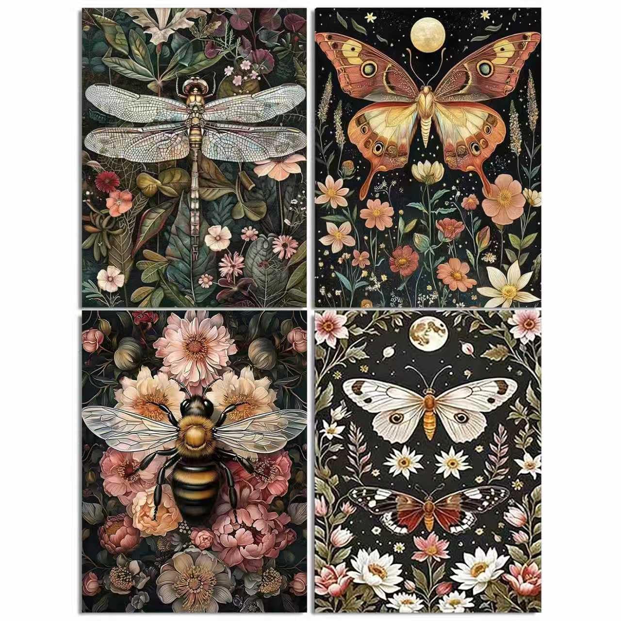 4 Pack Diamond Art Kits Adults, 5D Diamond Painting Kit for Women, Teens and Adults Beginners, Relaxing DIY Mosaic Arts and Crafts, 12X16Inch