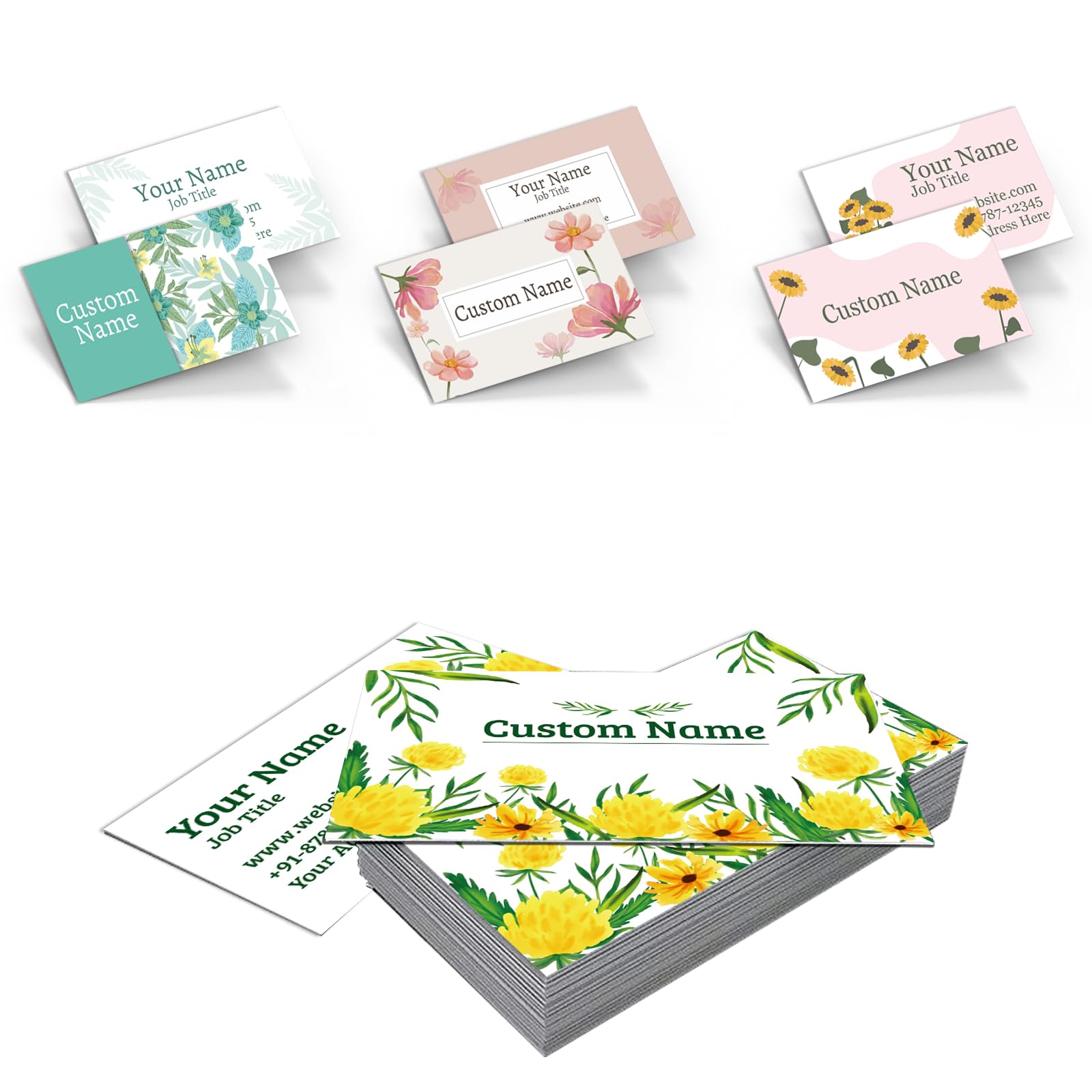 Floral Template Custom Business Cards Small Business Custom Business Cards - Personalized Designs for Variety of Needs (Floral Template 03)