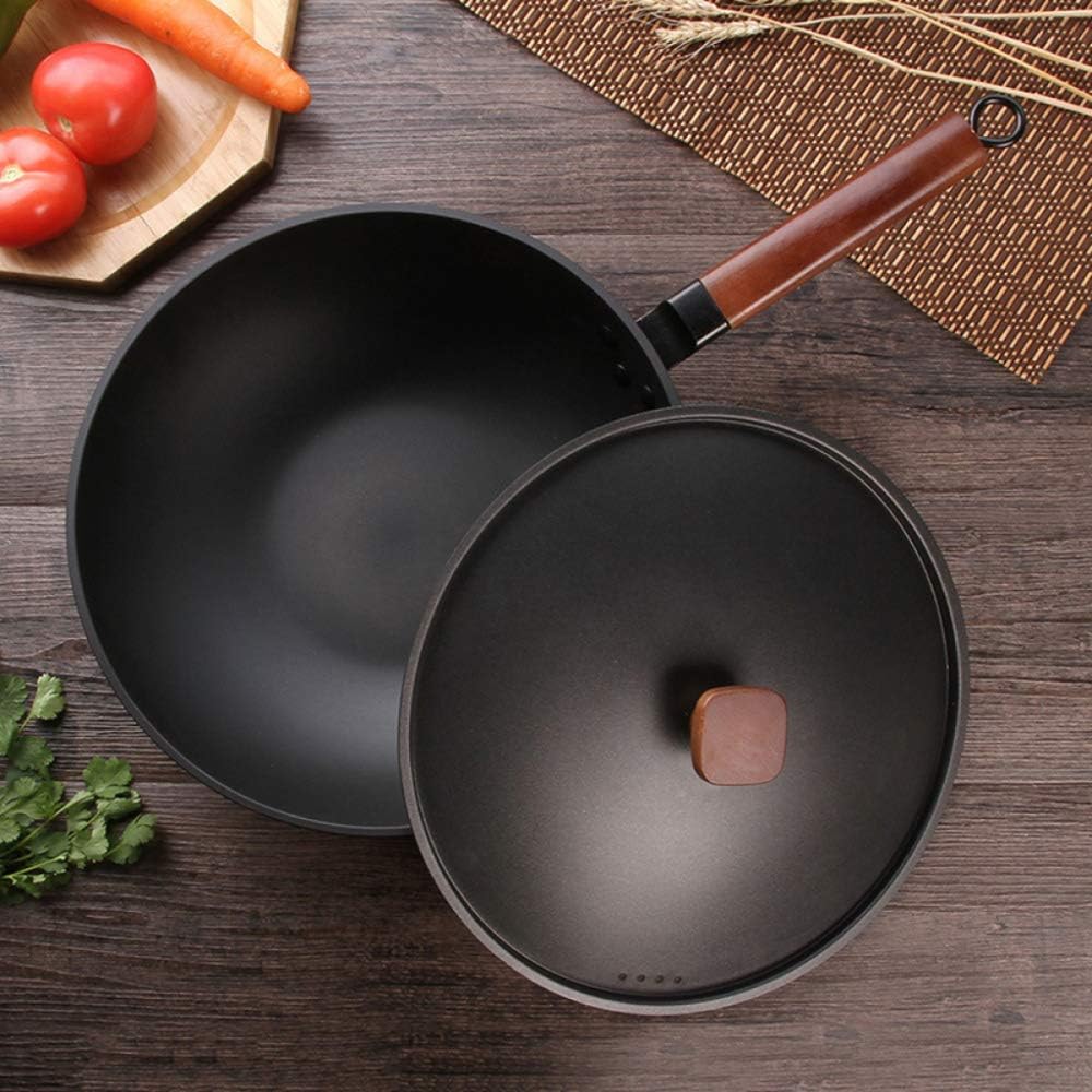 Cooking Pot, 3-Piece Iron Pan Non-Stick Pan Set, Uncoated Wok Frying Pan Soup Pot, Easy to Clean and High Temperature Resistant, Suitable for All Stoves