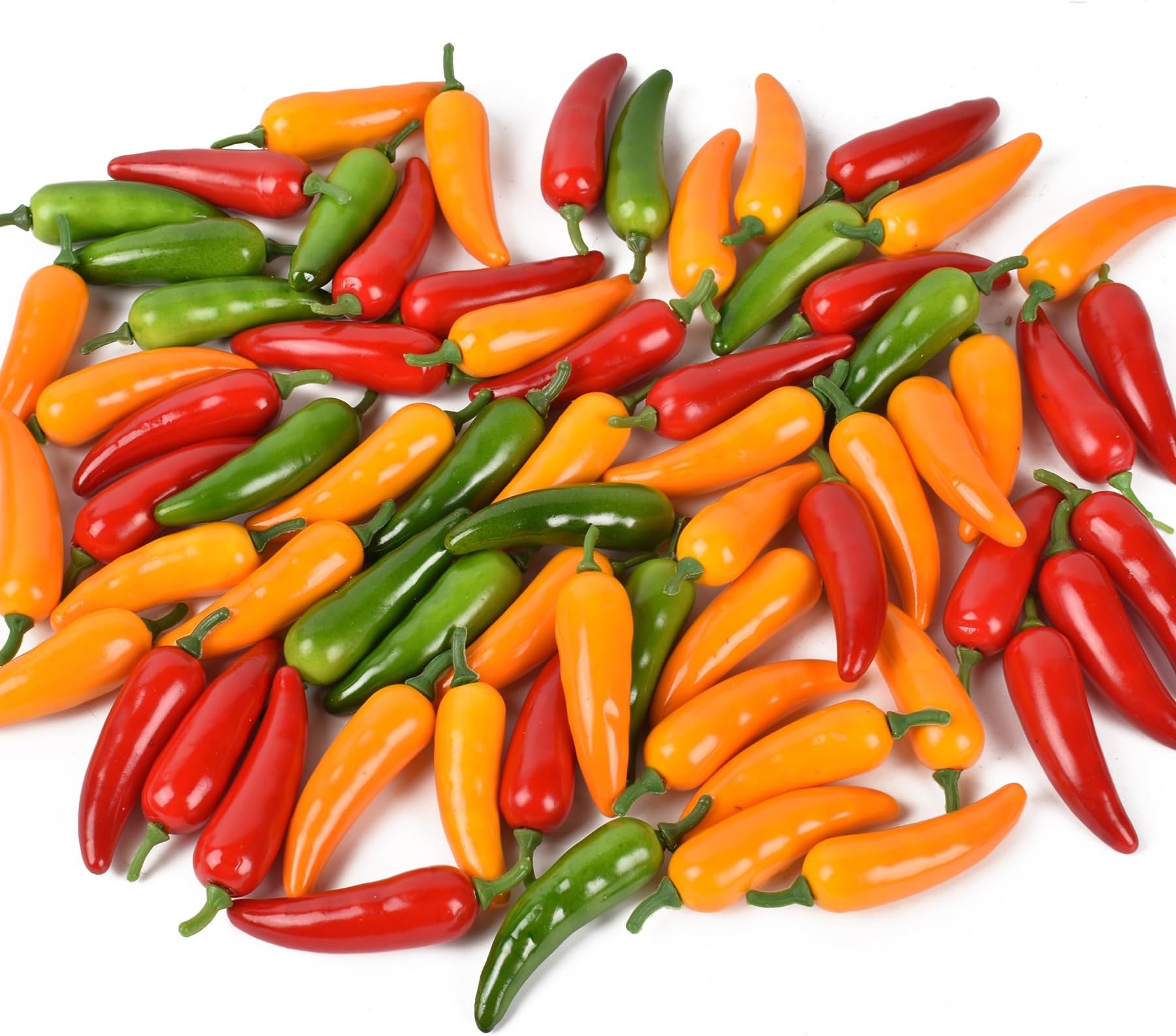 Fake Chili Pepper, Millet Pepper Simulation Lifelike Hot Chili for Home Kitchen Party Pub Decoration Cabinet Ornament 60 pcs Mix Color