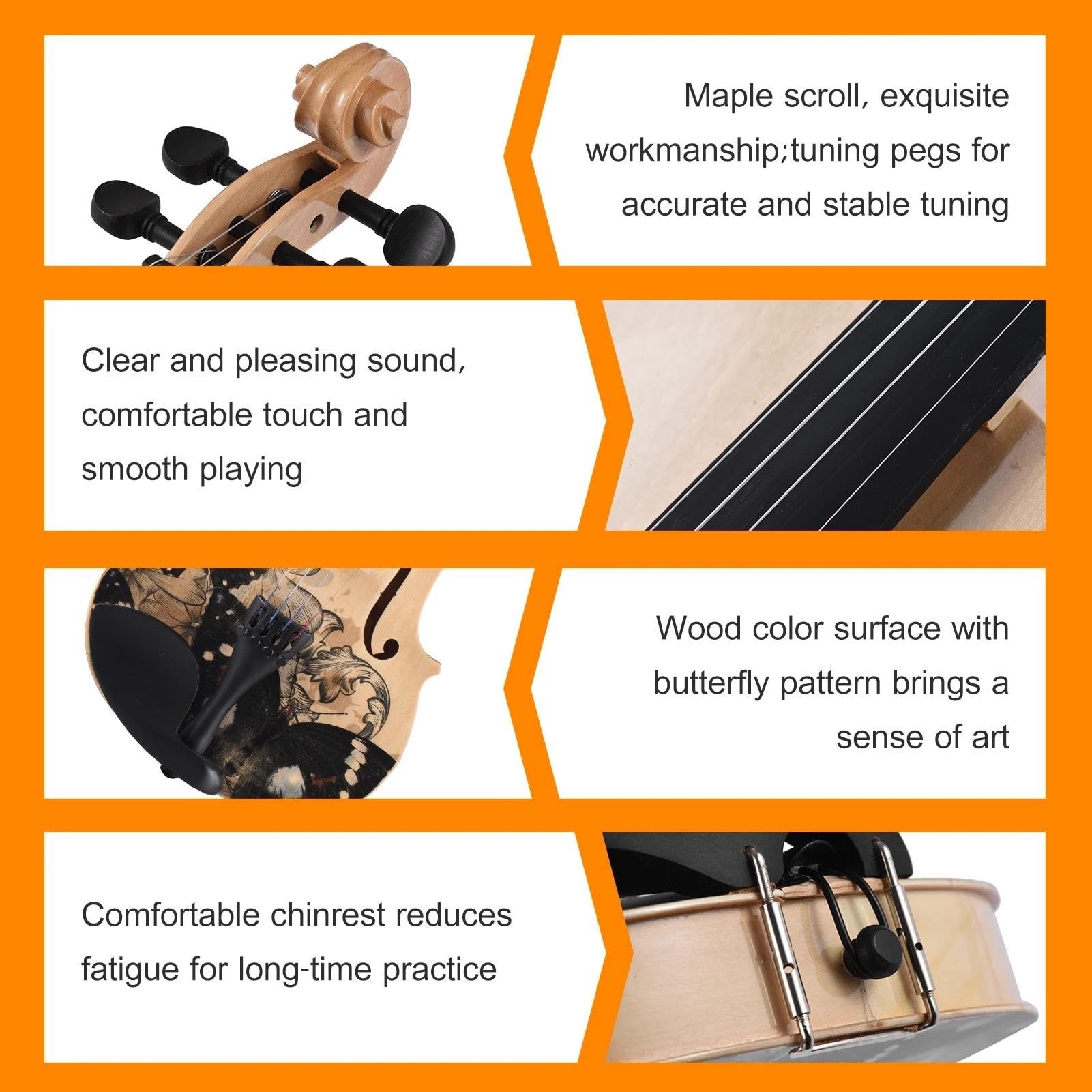 Violine 4/4 Akustik-Violine Lindenholz-Oberseite, 1/2-Violine(4-4 Violin)