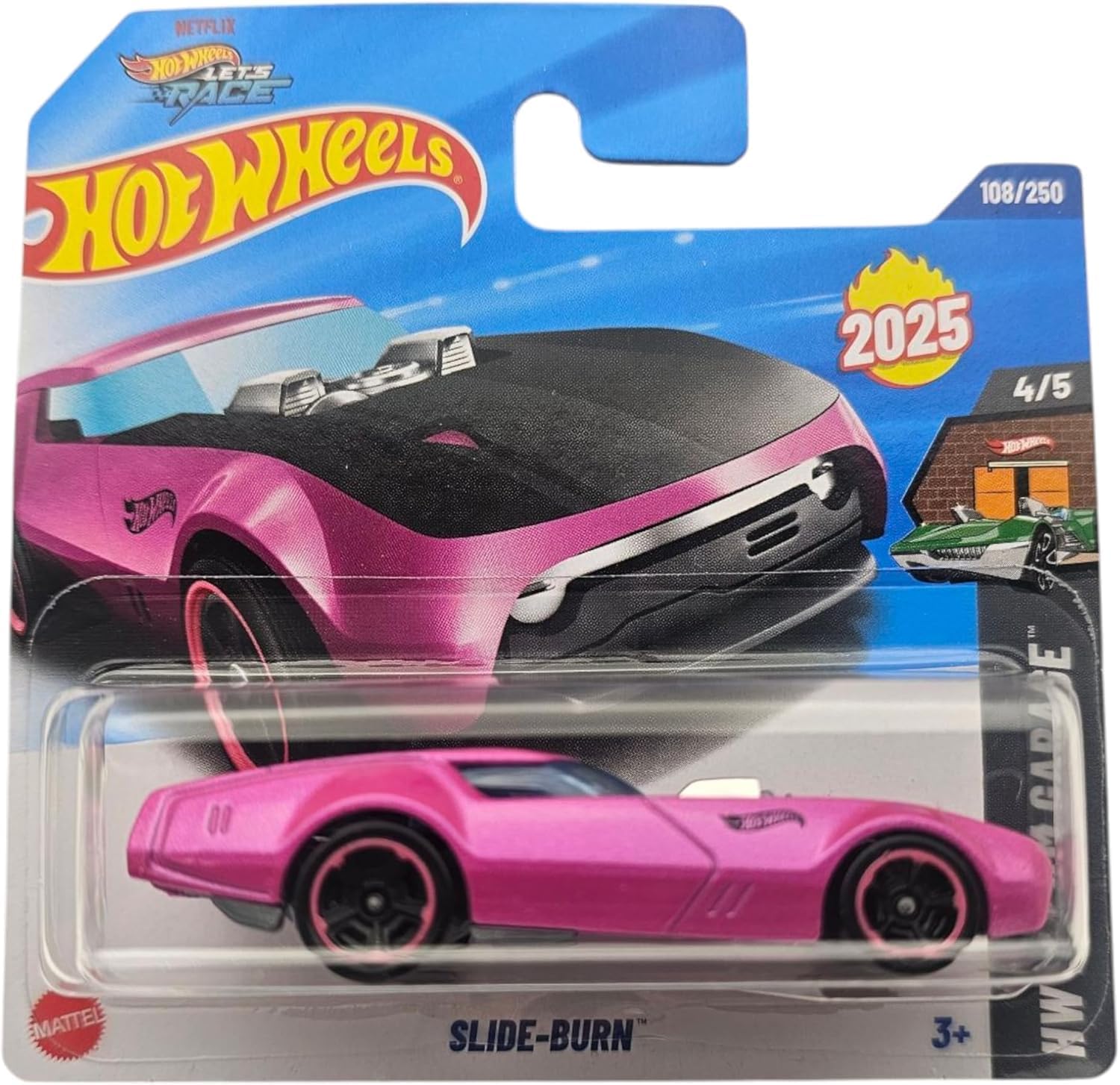 Hot Wheels Slide-Burn, 2025 Series, Pink Die-Cast Car, 108/250 Collector Item