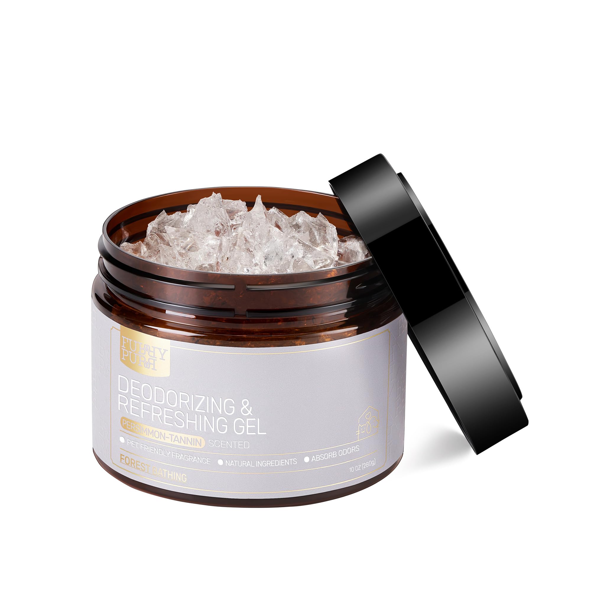 ÉLimineur D'odeurs Pour Animaux Domestiques, Gel Désodorisant Au Parfum Bain de forêt, Ingrédients Naturels à Base De Tanin De Kaki, Longue Durée, 10 Oz