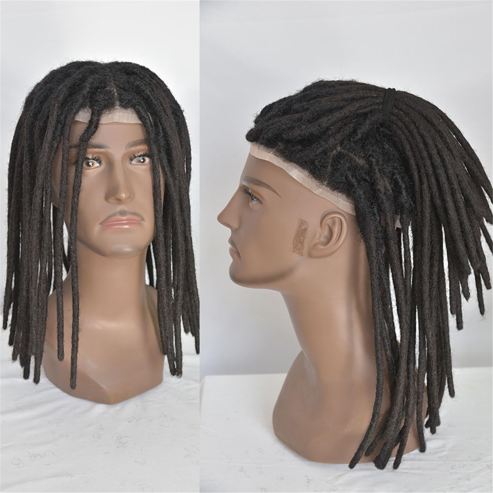Tupecik męski 12-calowe przezroczyste, pełne koronkowe dredy z podstawą Afro Dredy ludzkich włosów Treski(10 Inches)