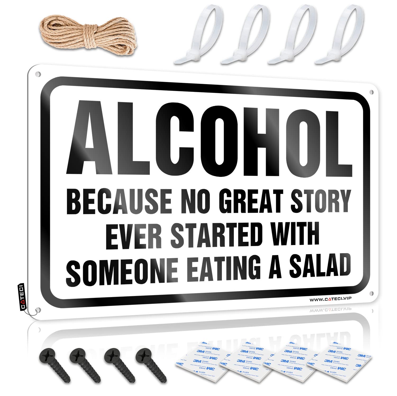 STWNVOITV Tin Bar Signs Because No Great Story Ever Started With Someone Eating A Salad Sign Vintage Decor Tin Signs Warning(30X40CM)
