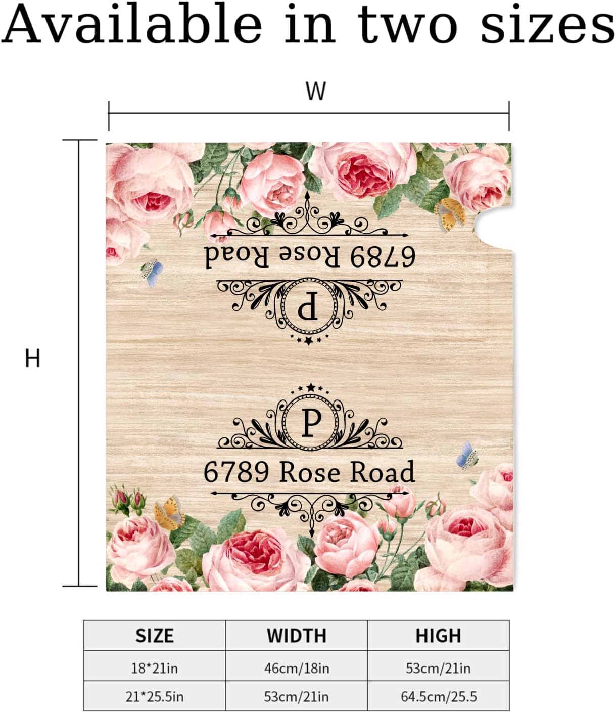 Vintage Pink Rose Butterfly Personalized Farmhouse Address Mailbox Covers Magnetic Mailbox Magnet Decor Wedding Gifts Post Letter Box Covers Mailboxes Wraps for Outside Garden Yard Courtyard Decor