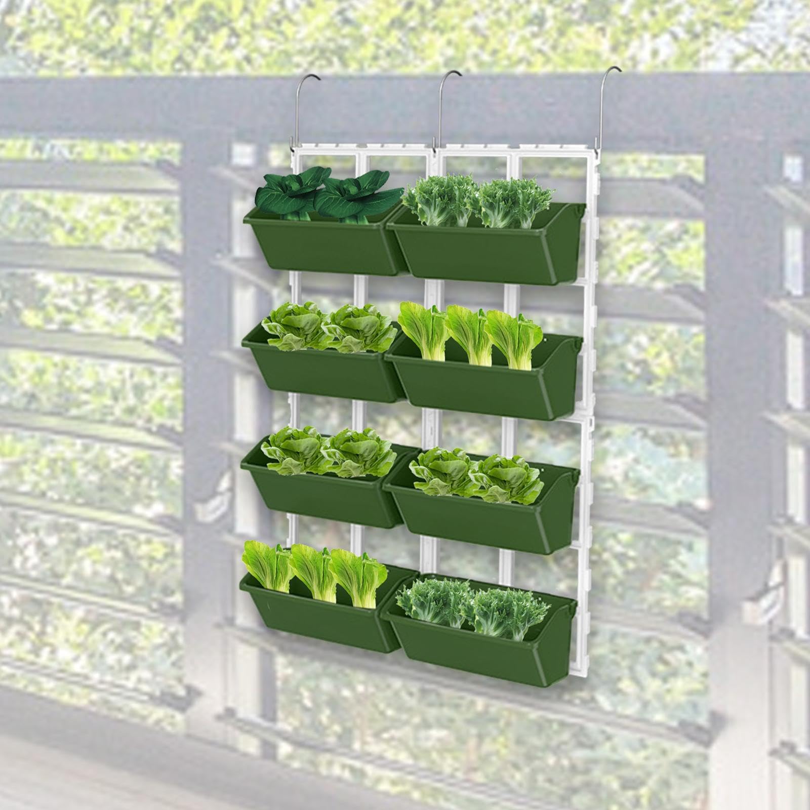 Pot de fleurs suspendu avec crochets, intérieur/extérieur, jardinière murale verticale à 4 niveaux, gain de place, jardinière de qualité supérieure avec trous de