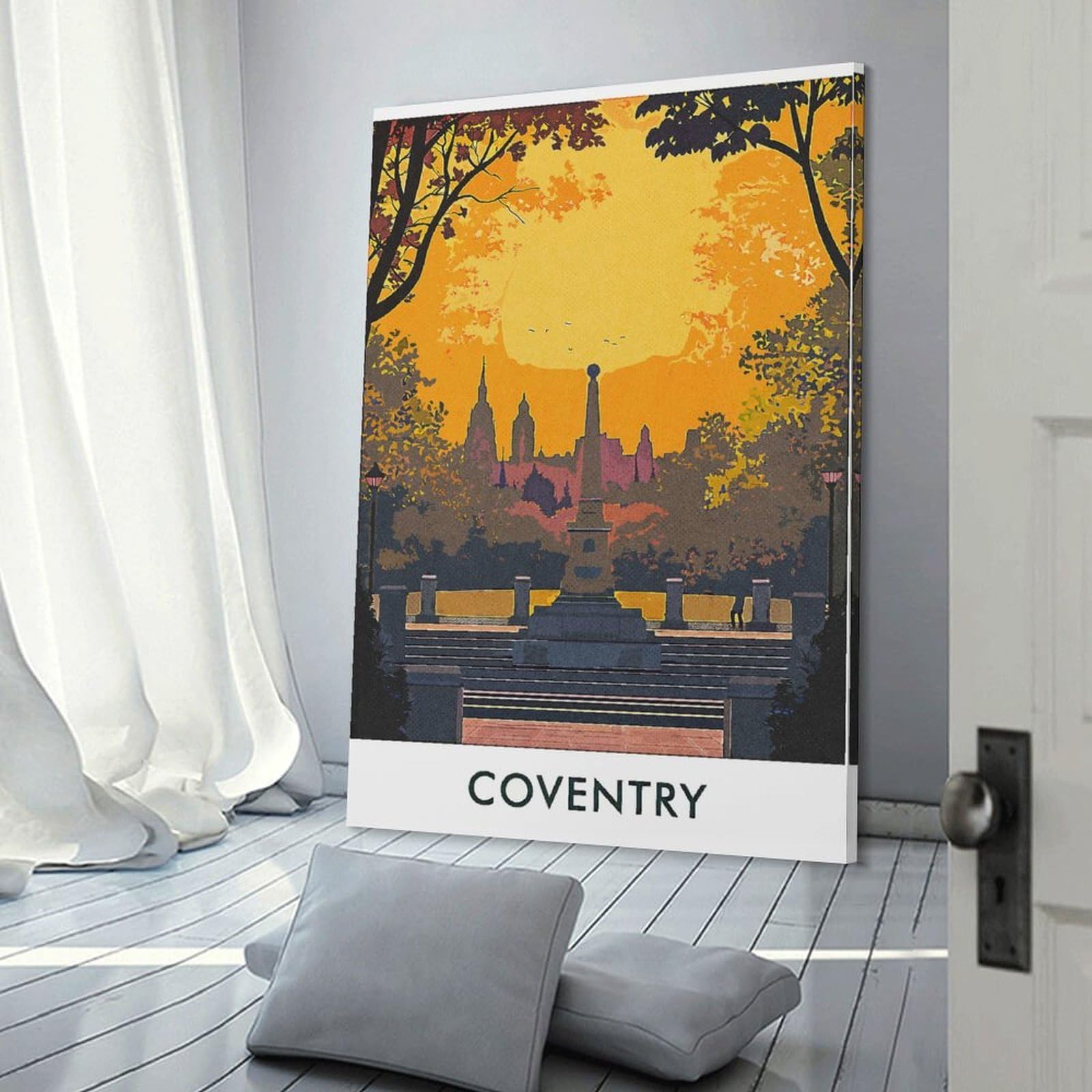 Junmoney Coventry Cityscape Decorative Canvas Print, 24x36inch(60x90cm), for Gallery Wall Decor And Room Displays, Wall Decor Suited to Curated Displays