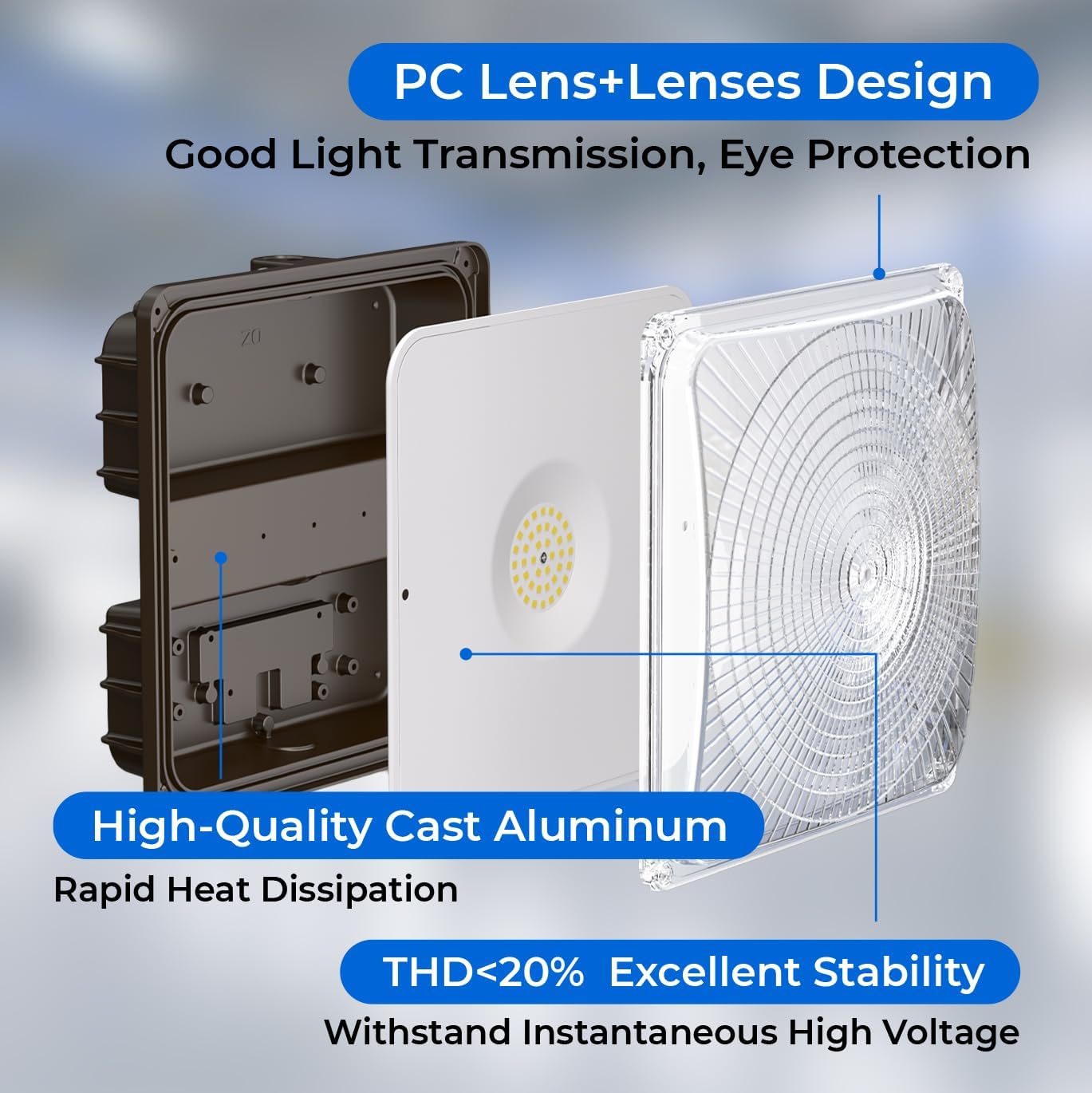 CINOTON 165W Linear High Bay Light and 40W LED Canopy Light, 5000K Daylight, Security Flood Light, UL Listed, IP65 Waterproof Outside Area Light