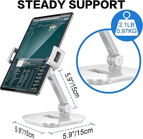 Miniatura 10 de AboveTEK Soporte de escritorio mejorado para tableta, soporte giratorio de 360 para tablet y teléfono para cualquier pantalla de 4.7 a 13.5