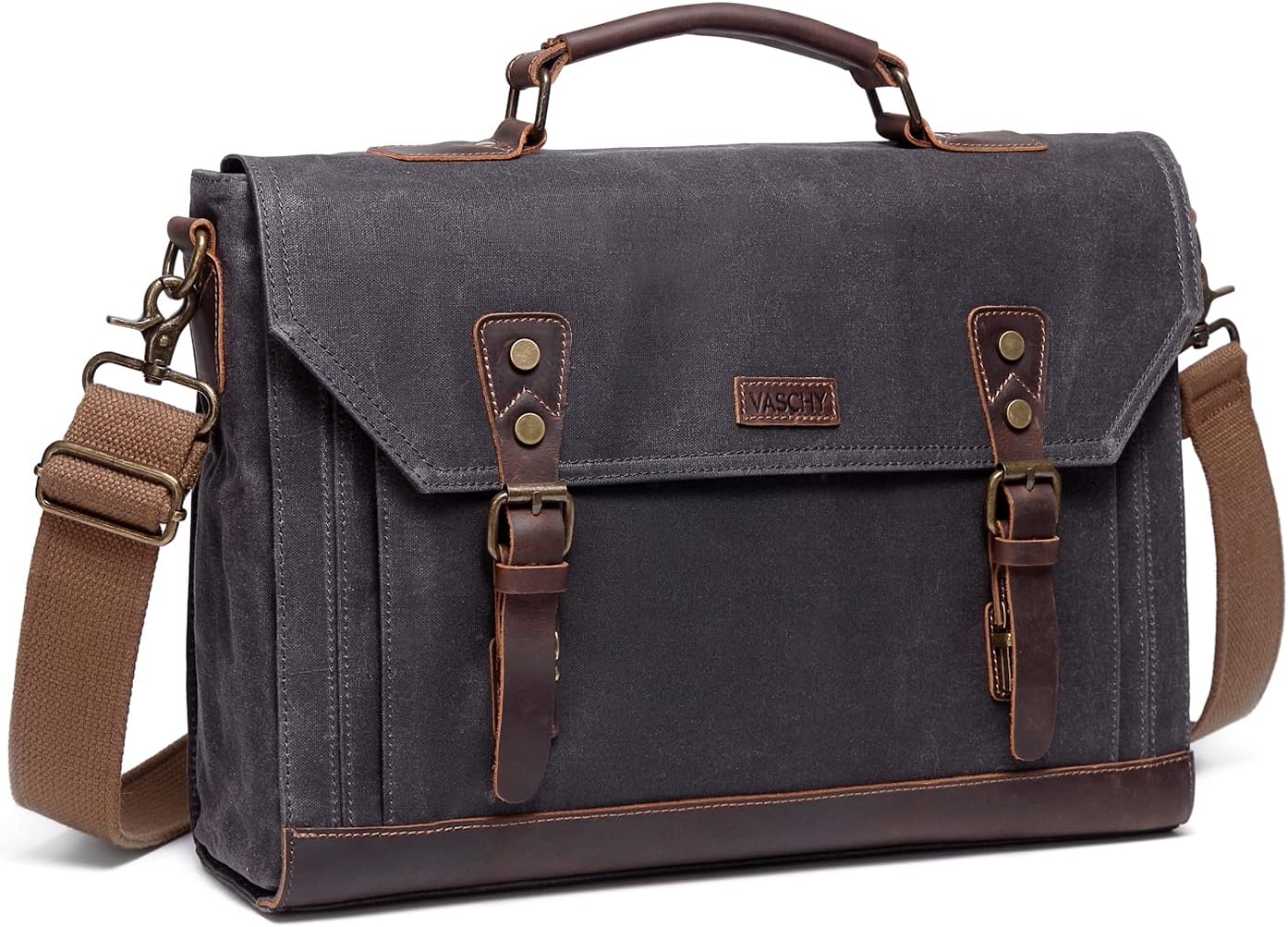 Messenger Bag for Men,Vintage Canvas Leather Canvas Laptop Satchel Shoulder Bag Business Briefcase
