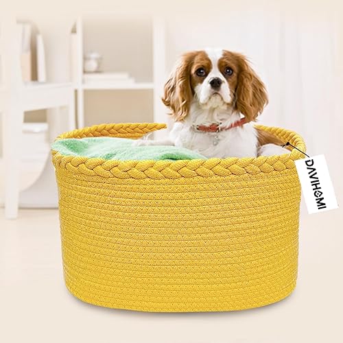 Miniatura 3 de Cesta rectangular de cuerda de algodón tejida para almacenamiento, cestas de regalo para asas, cestas de almacenamiento de tela para organizar, 13.5