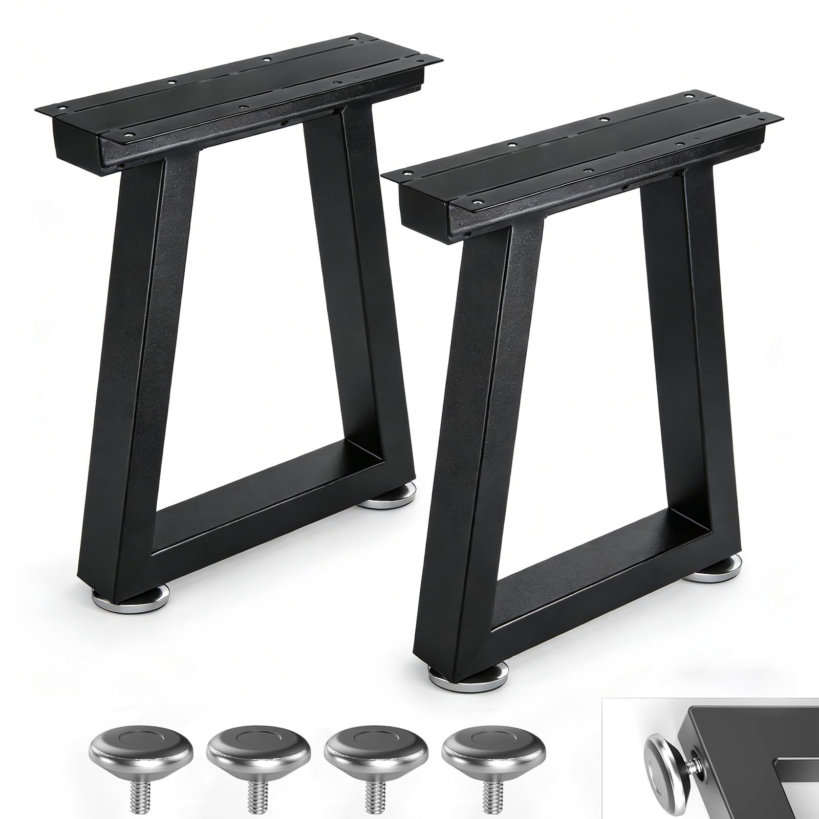 Likapop 16'' Metall-Tischbeine, stabile Schwarze Bankbeine, geeignet für DIY-Couchtische, Esstische, Schreibtische und Bänke - Breite 30 cm x Höhe 40 cm, 2 Stück (16''T-Form)