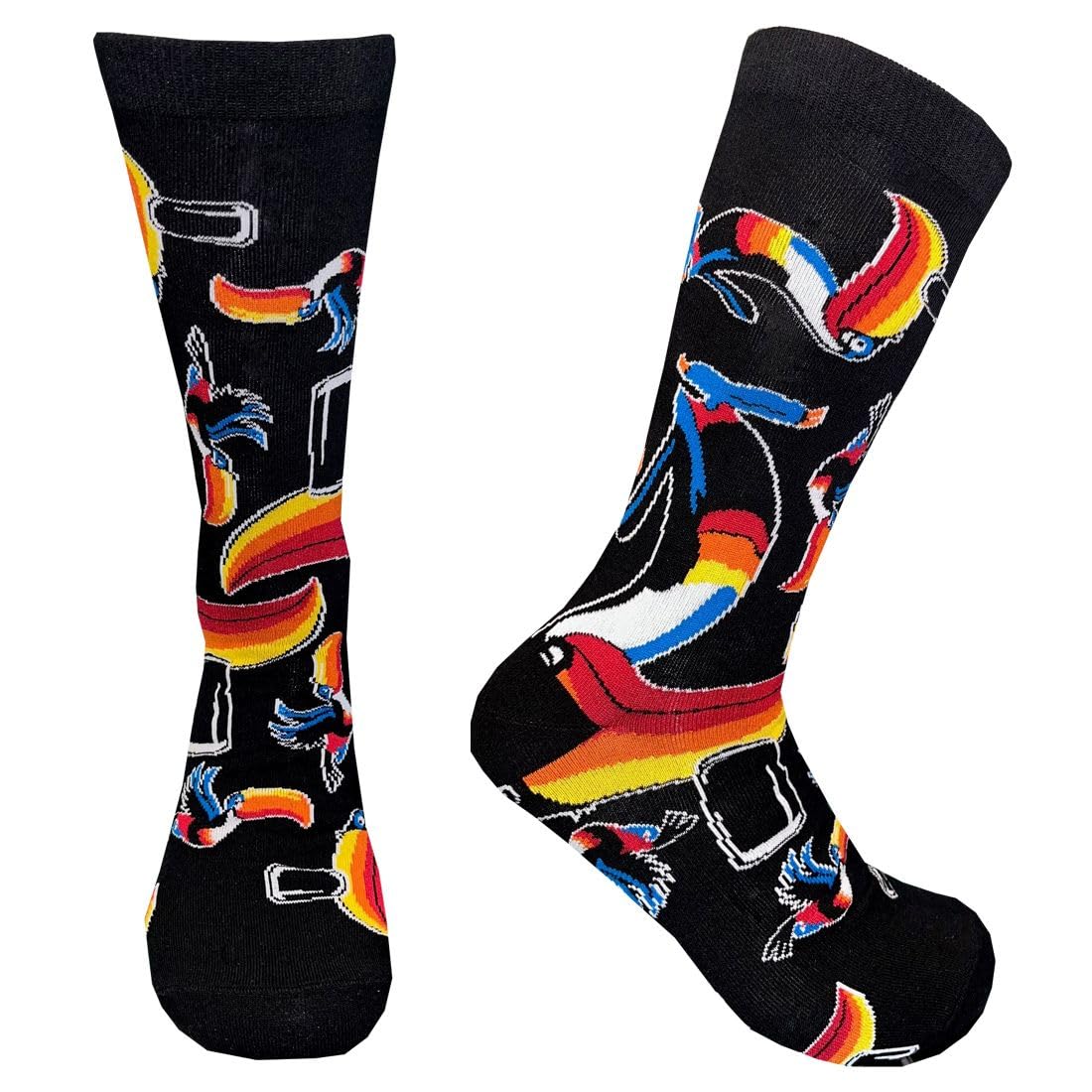 Traditional Craft Guinness - Black socks with Multicoloured Toucans - G9403