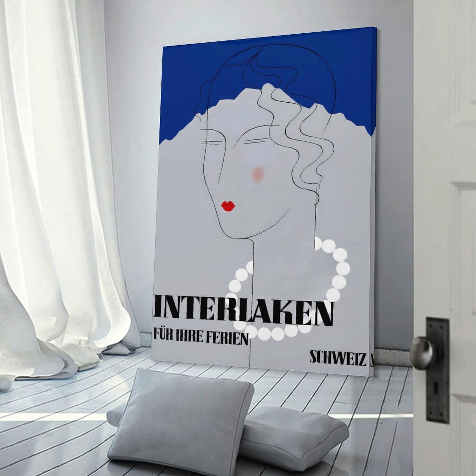 Junmoney Canvas Wall Decor Interlaken Switzerland Vintage Travel, 20x30inch(50x75cm), for Gallery Wall Layouts in Home Or Office, Home Wall Art for Statement Displays