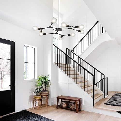 Miniatura 34 de KCO Lighting Modern Sputnik - Lámpara colgante de latón cepillado, lámpara industrial empotrada, lámpara colgante ajustable para sala de estar