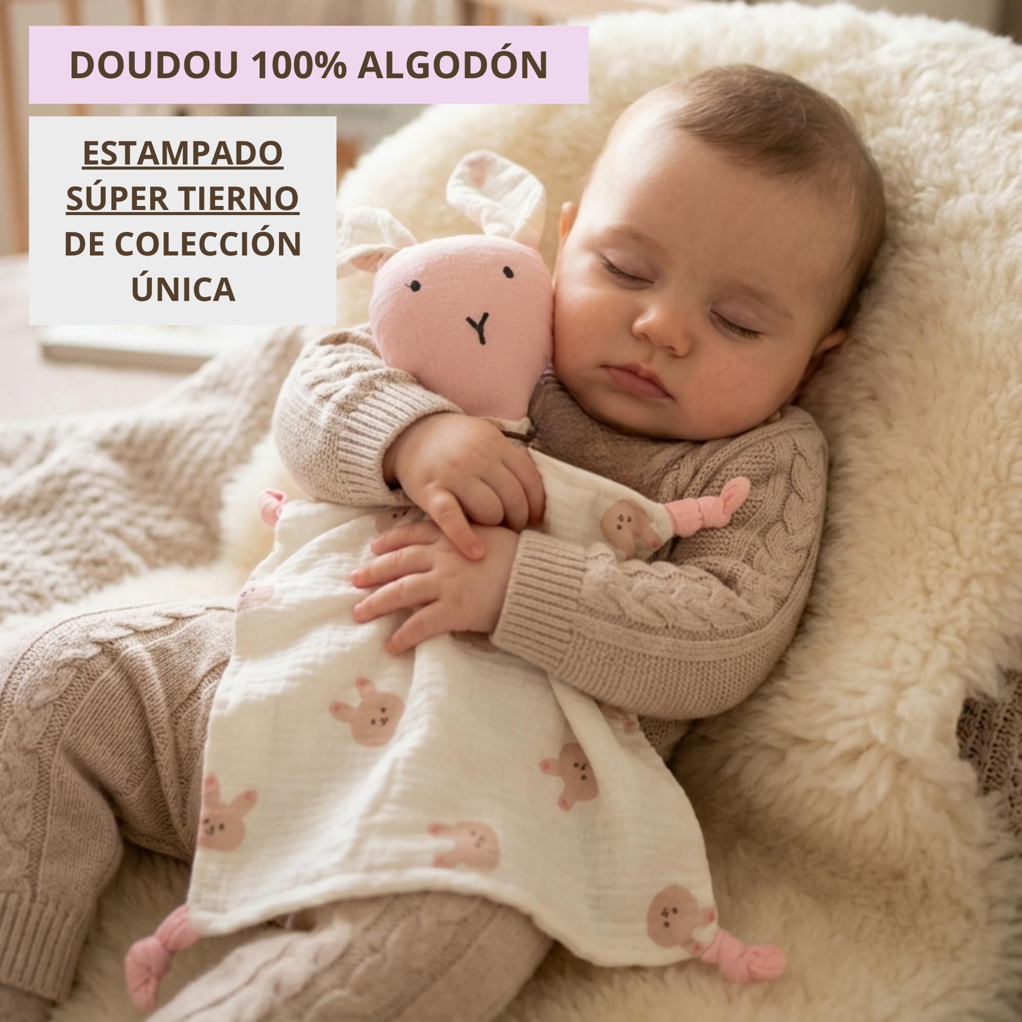Dalvitas Manta Bebé Personalizada Nombre Bordado + Dou-Dou 100% Algodón - Fina y Ligera para Verano. Regalo Recién Nacido Niño Niña - Manta Suave y Peluche - Regalo Padres y Mamás Primerizas (Rosa) - 5