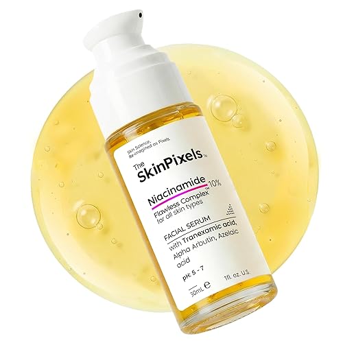 The SkinPixels Suero facial iluminador y resplandor de niacinamida al 10% – Reduce las manchas oscuras, el acné, las líneas finas y las arrugas,
