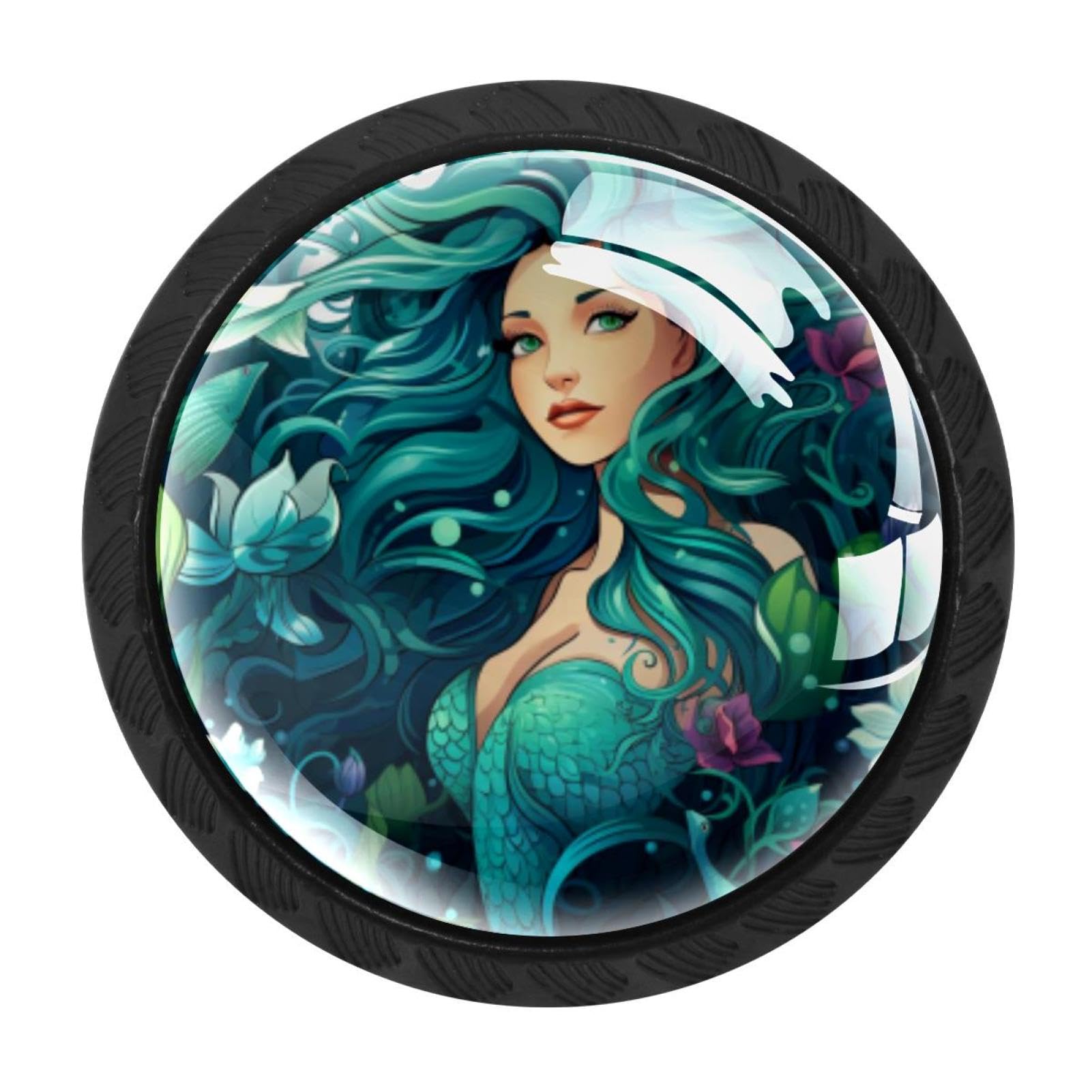 Chenzzzz Multicolored 11 Mermaid Drawer Knobs Pull Handle Crystal Glass Circle Shape Cabinet Drawer Pulls Cupboard Knobs With Screws For Kitchen Cupboard Dresser Wardrobe Etc