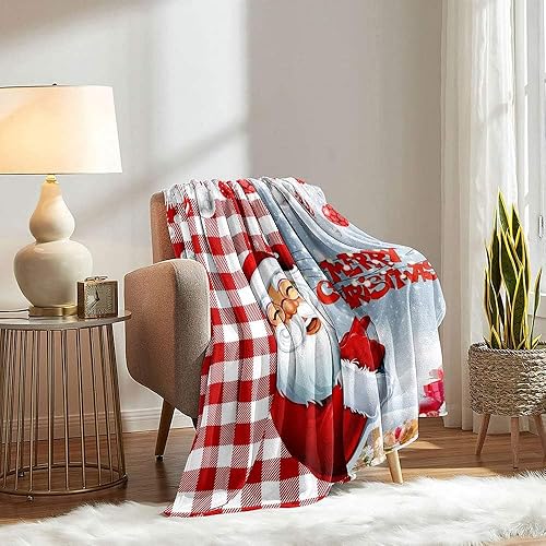 Vista 45 de LUVIVIHOME Manta de Feliz Navidad, bolas de Navidad azules doradas, manta de invierno con copos de nieve, manta individual, acogedora manta cálida