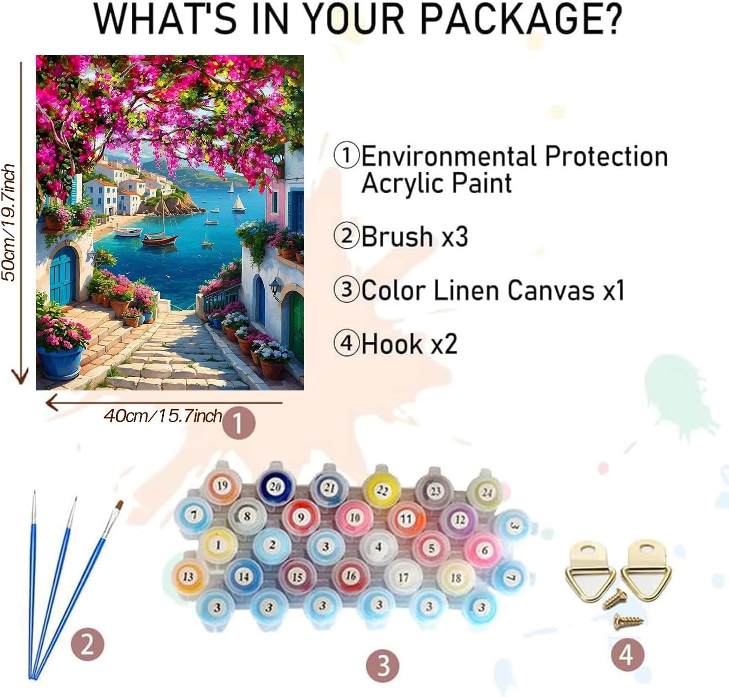 MBNTJHT DIY Scenery Paint by Numbers Kit for Adults,Unframed Landscape Paint by Number Kits on Canvas with Brushes,Flowers and Sea Oil Painting Kits for Home Wall Decor 16X20 Inch/40X50 cm. image 2