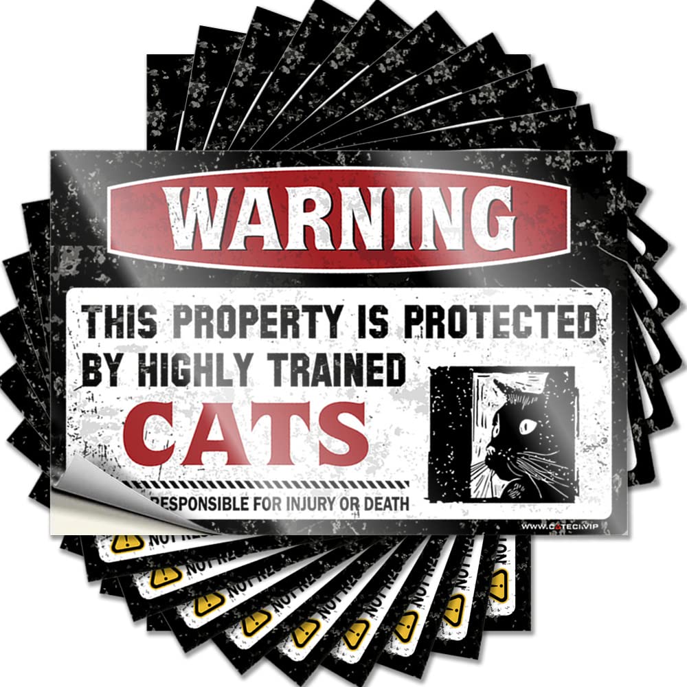 Decal Fluffy Cool Wall Decor Hat Warning This Property is Protected By A Highly Trained Cat - No Residue Decals for Friends(6X9CM)